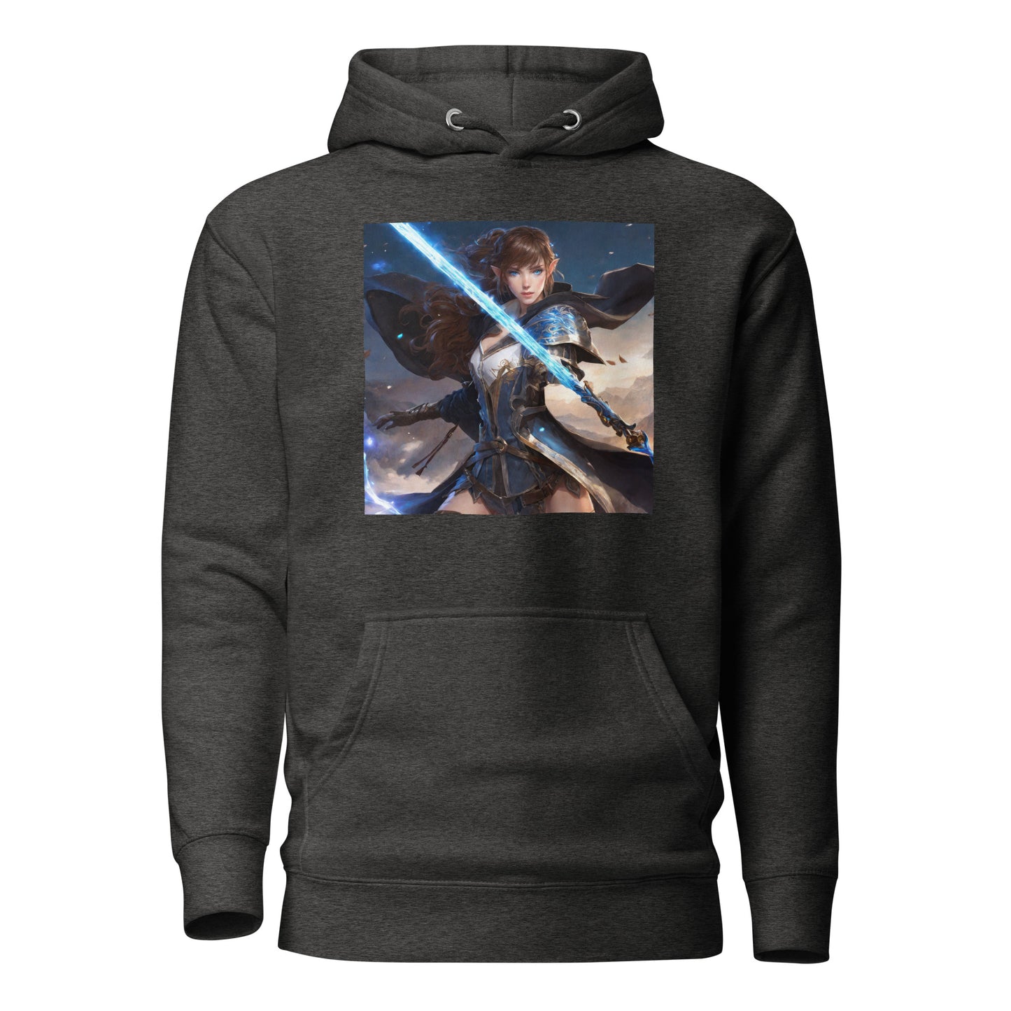 Elven Defender Women's Fantasy Anime Hoodie Charcoal Heather