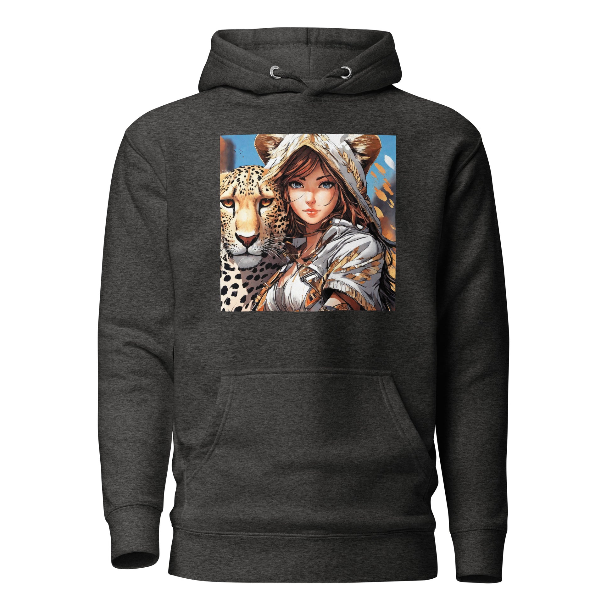 Leopard Queen Women's Anime Hoodie Charcoal Heather