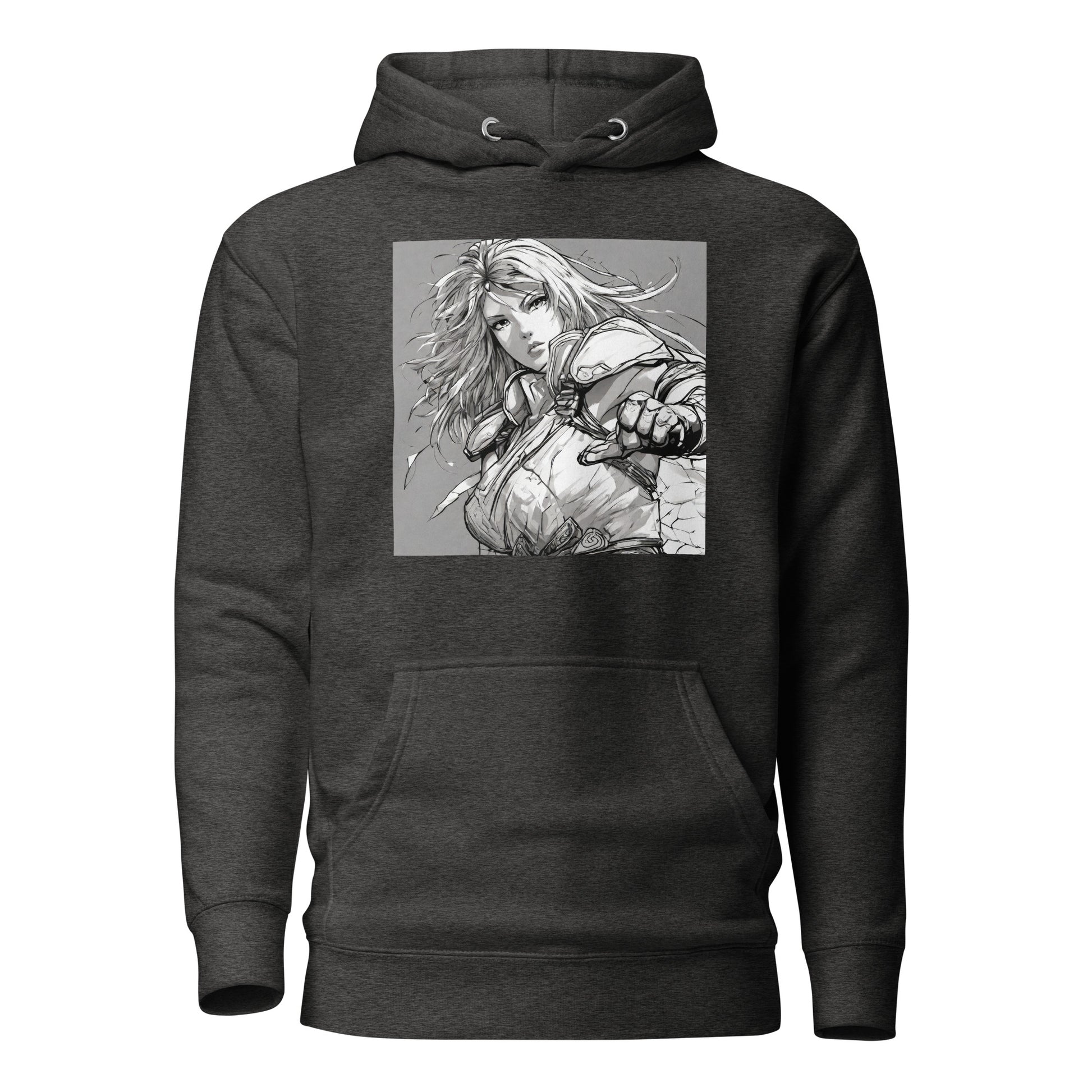 Fearless Swordmaiden Women's Anime Hoodie Charcoal Heather