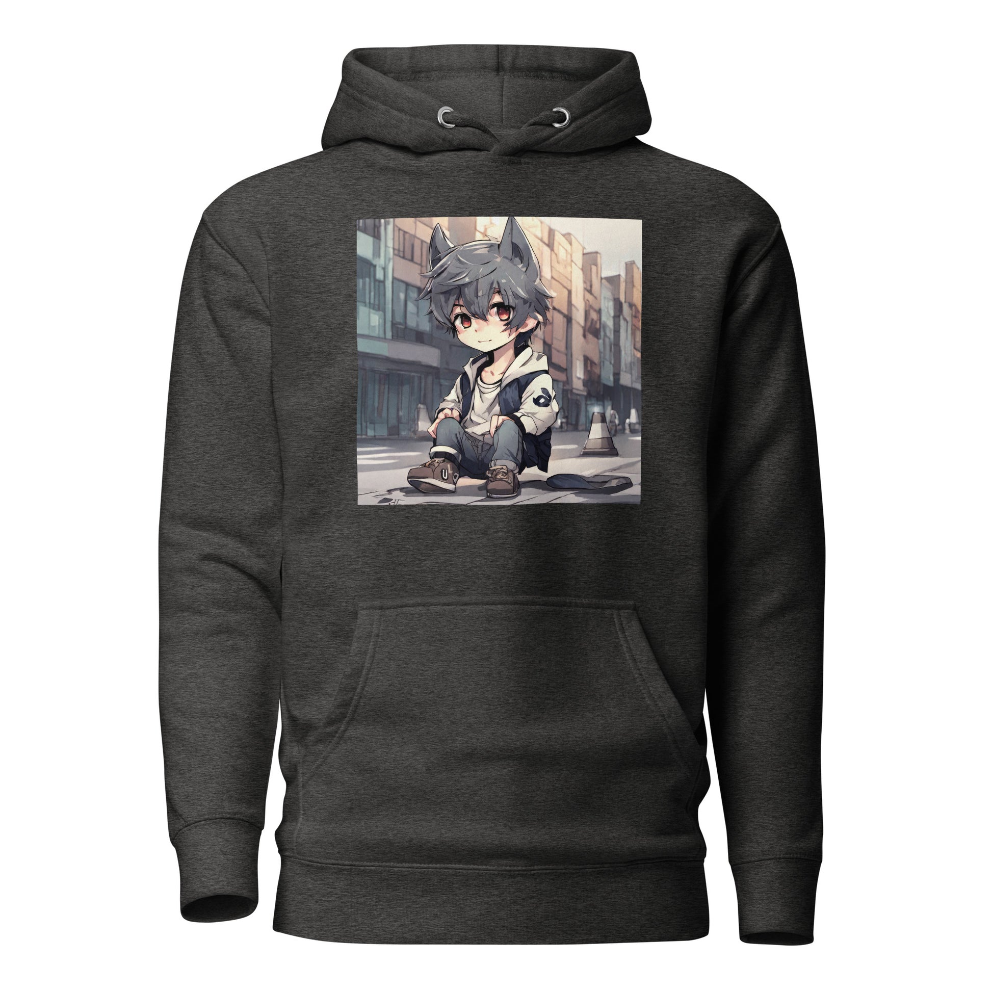 Wolf Spirit Women's Anime Hoodie Charcoal Heather