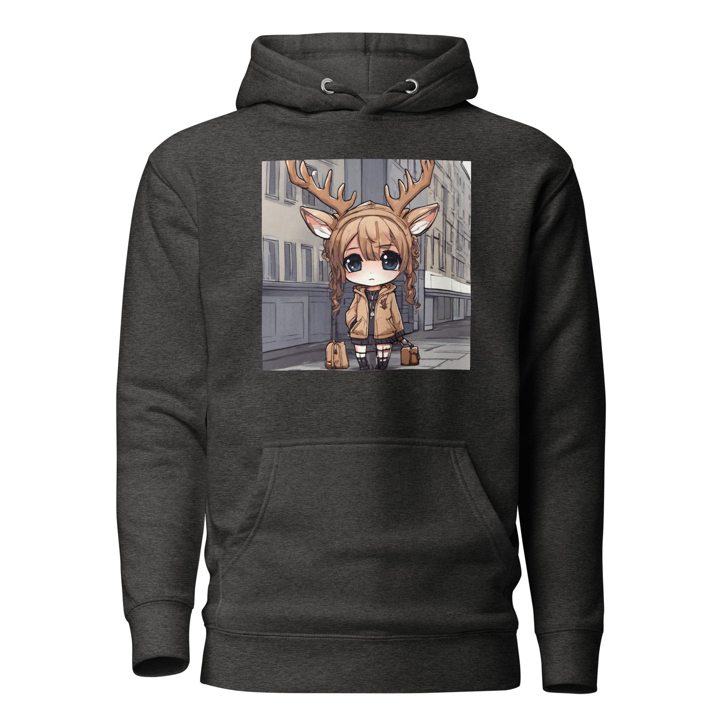 Spirit of the Deer Women's Anime Hoodie Charcoal Heather