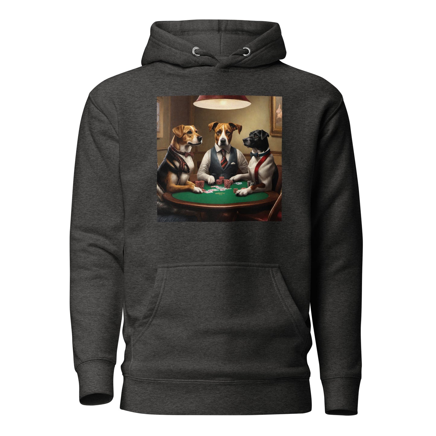 Pooches Playing Poker Women's Funny Hoodie Charcoal Heather