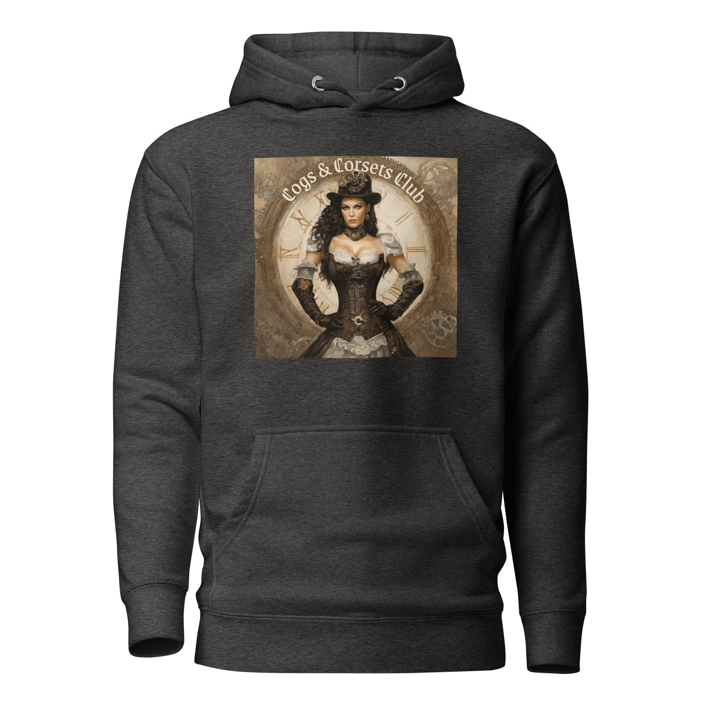 Cogs & Corsets Club Women's Steampunk Hoodie Charcoal Heather