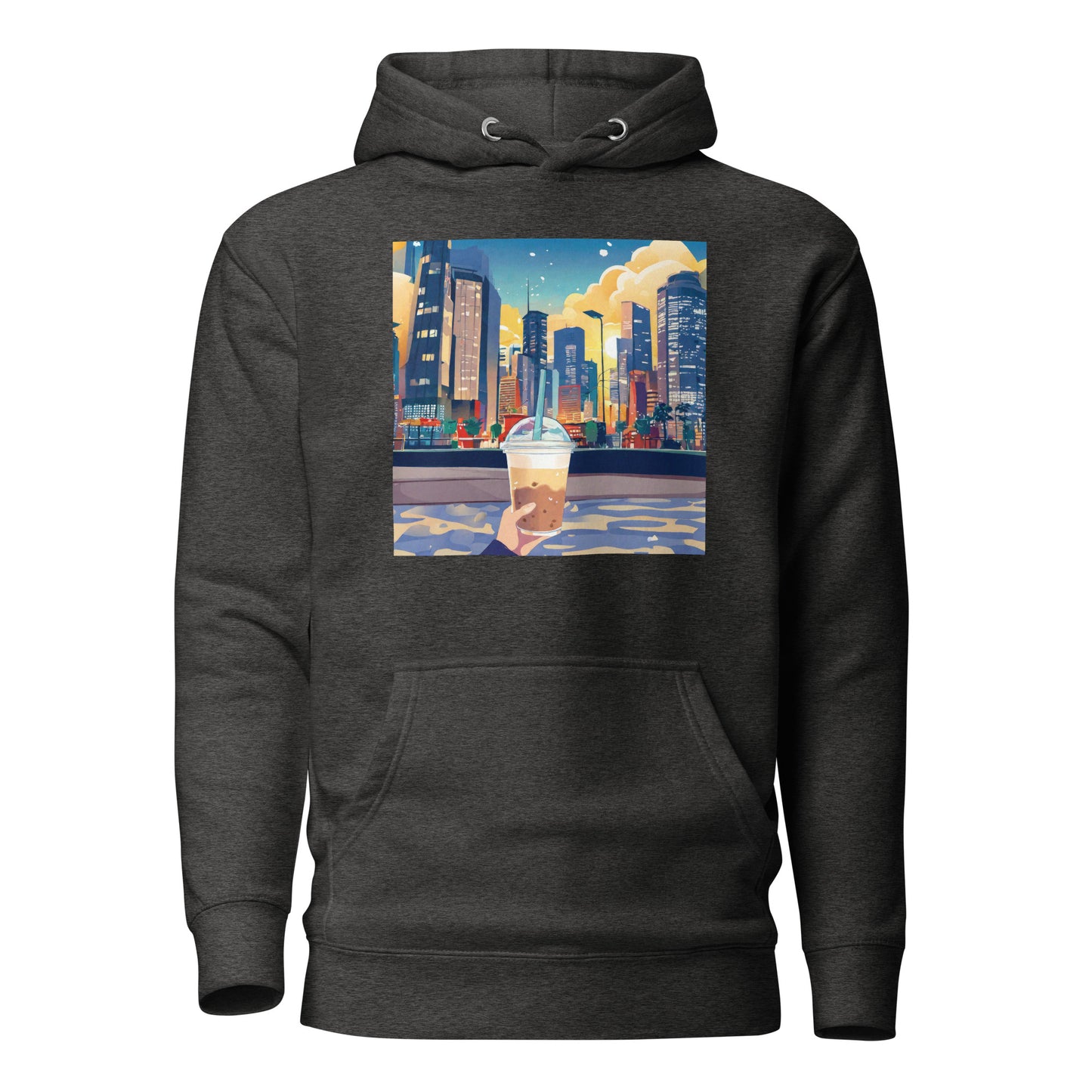 Women's Hand Holding Up Bubble Milk Tea Boba Hoodie Charcoal Heather