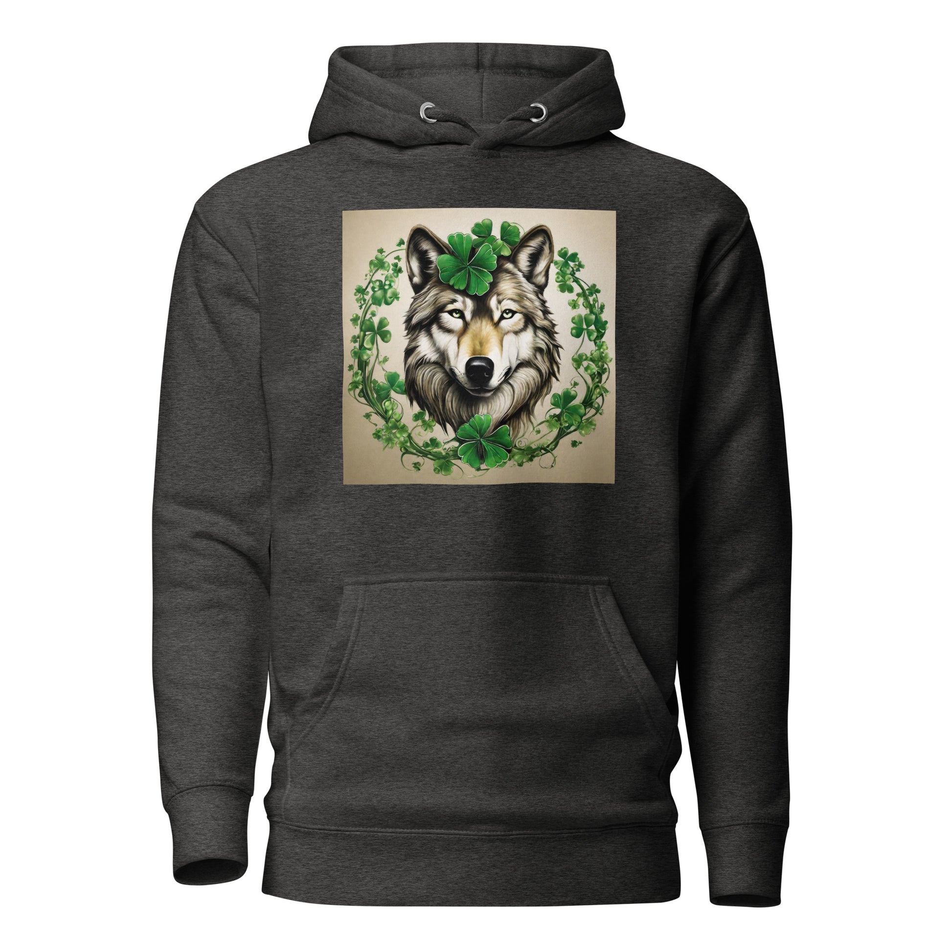 Wolf & Shamrocks Women's St Patrick's Day Hoodie Charcoal Heather