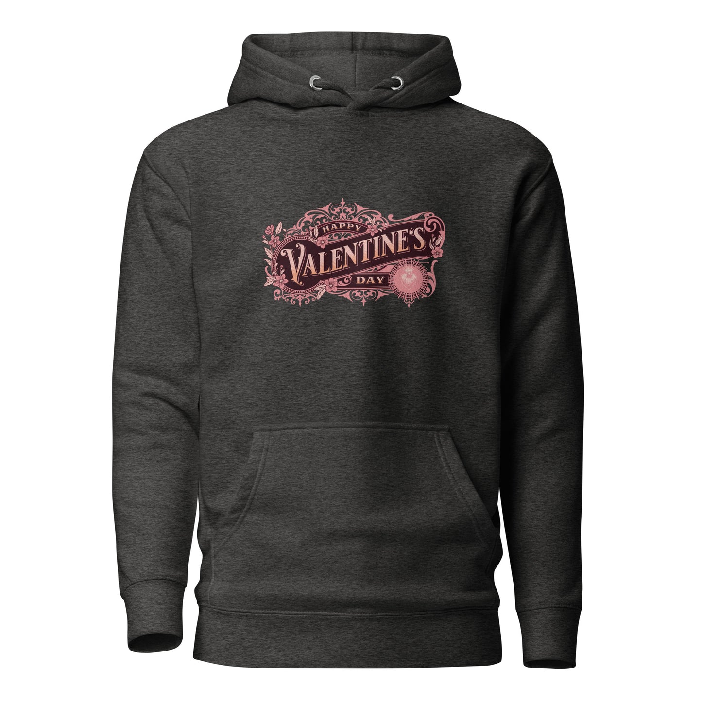 Women's Happy Valentine's Day Hoodie Charcoal Heather