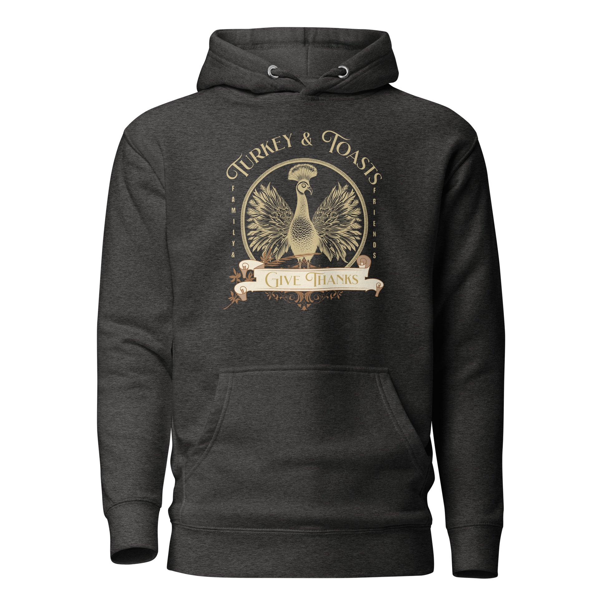 Turkey & Toasts Give Thanks Women's Hoodie Charcoal Heather