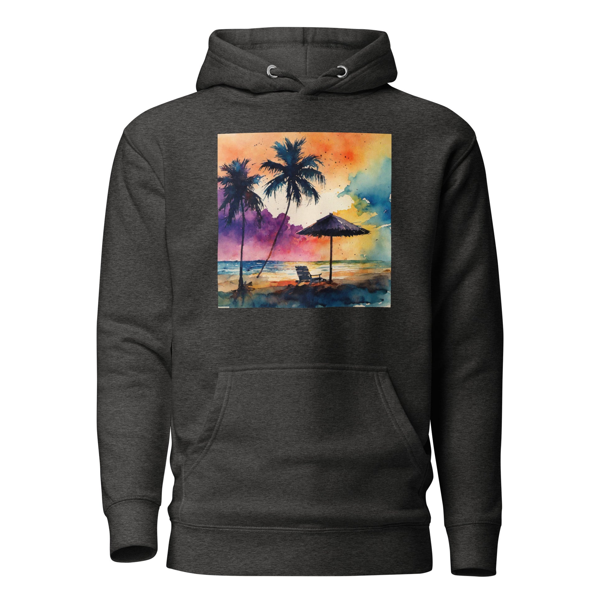 Beautiful Summer Paradise Women's Beach Hoodie Charcoal Heather