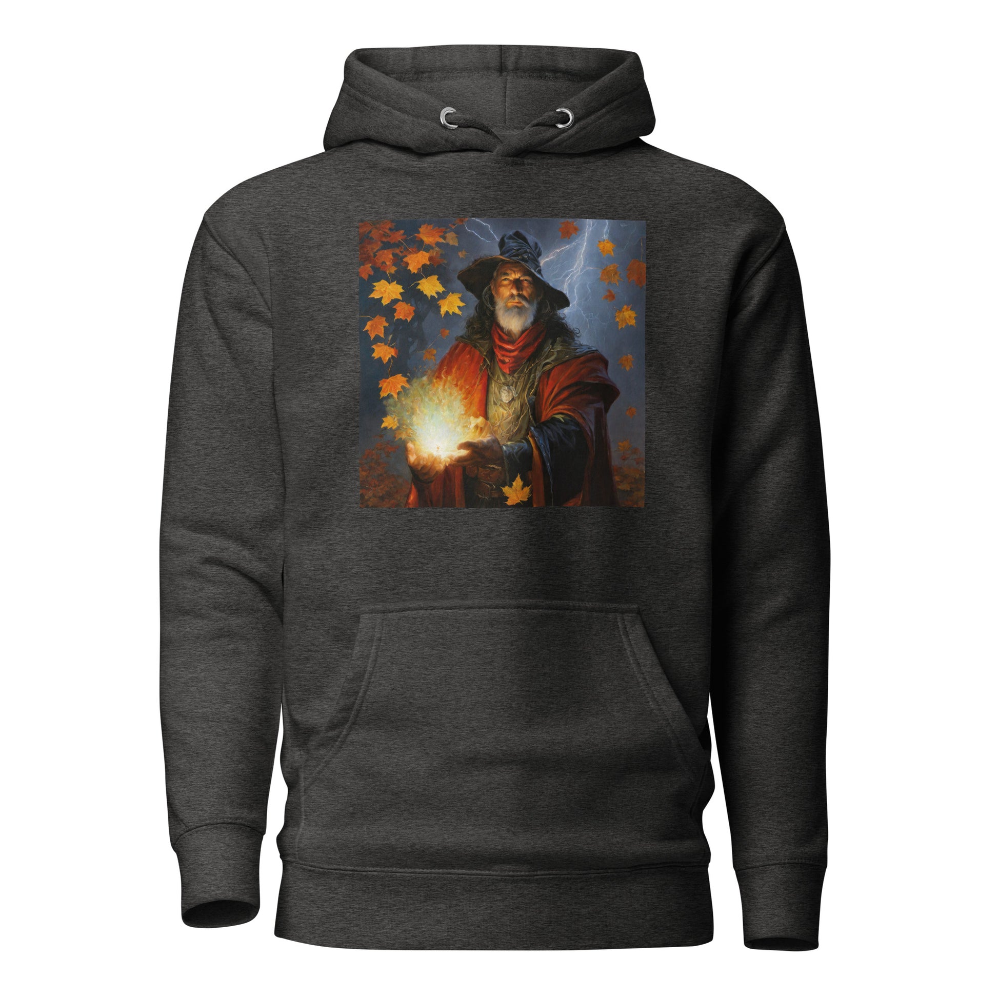 Autumn Wizard Making Fall Leaves Women's Graphic Hoodie Charcoal Heather