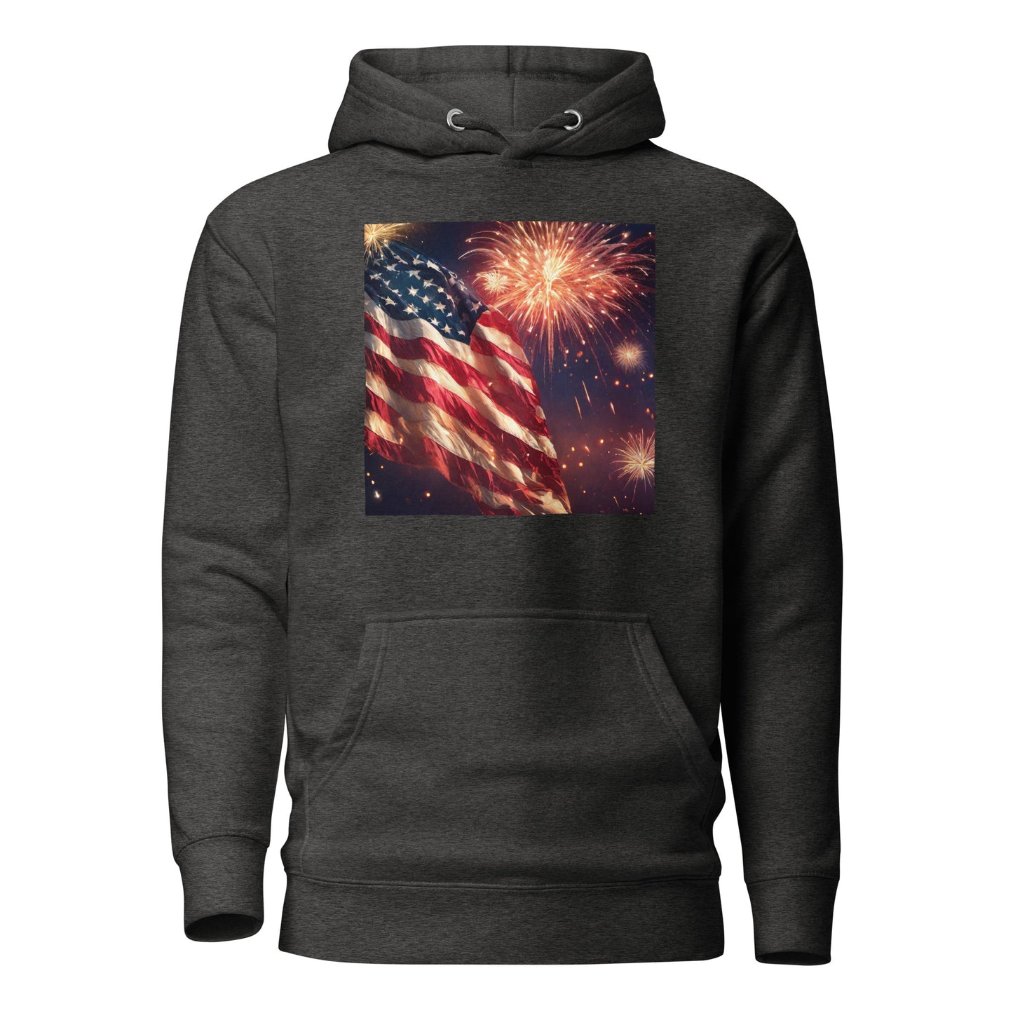 American Flag Women's 4th of July Hoodie Charcoal Heather