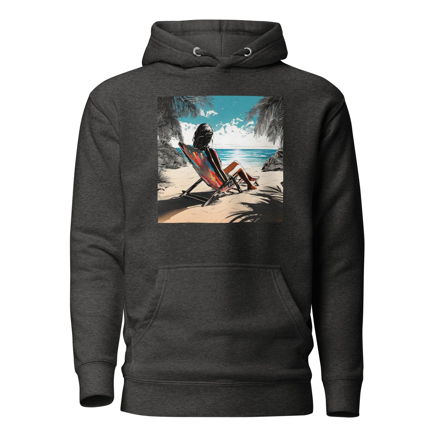 Relaxing on the Beach Women's Summer Hoodie Charcoal Heather