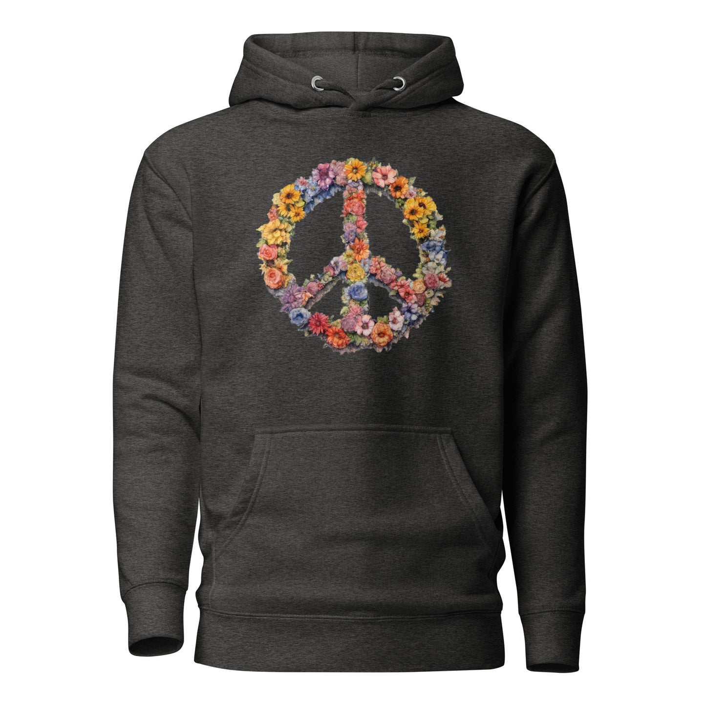 Flower Peace Sign Women's Hoodie Charcoal Heather