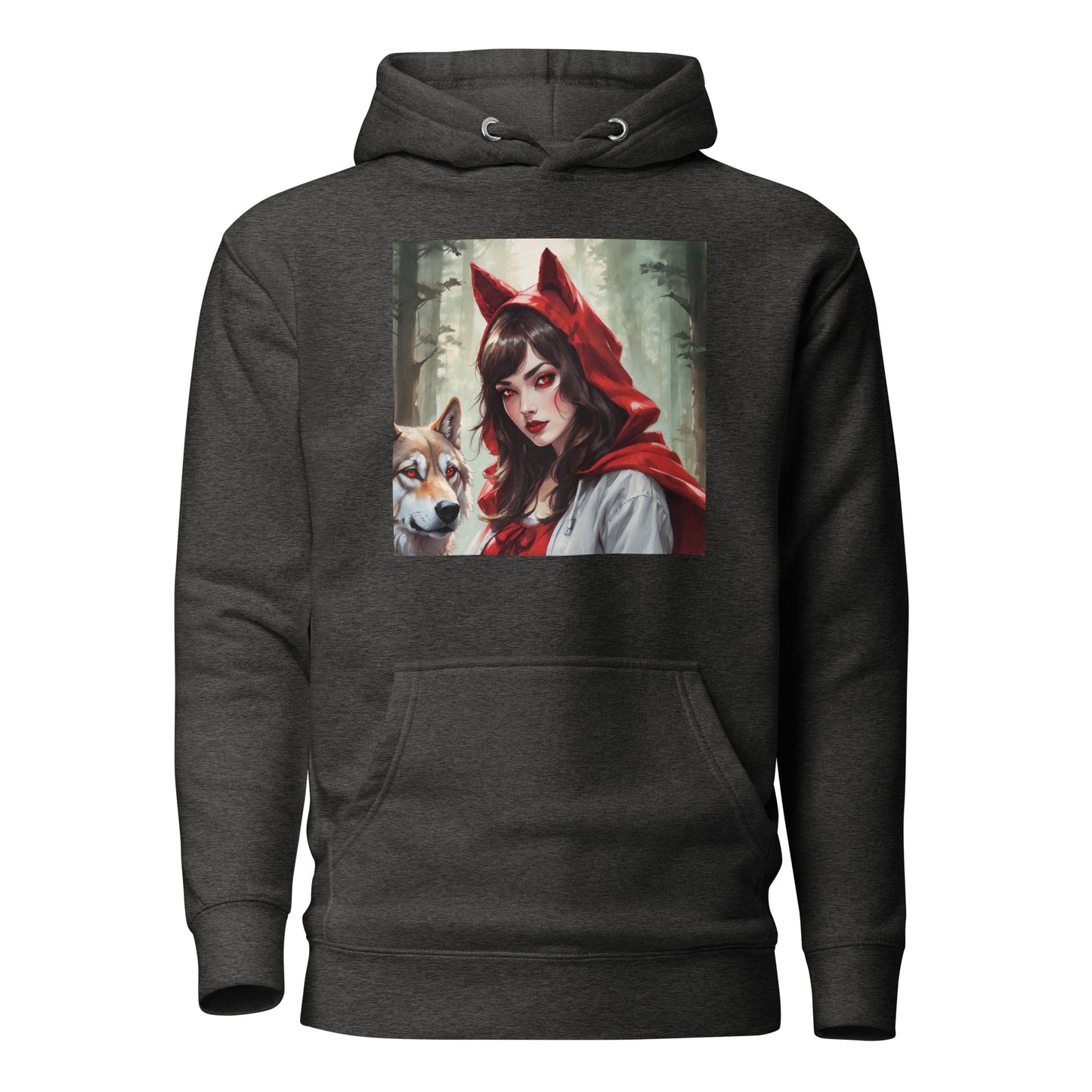 Red Riding Hood Colluding with the Wolf Women's Fairy Tale Hoodie Charcoal Heather