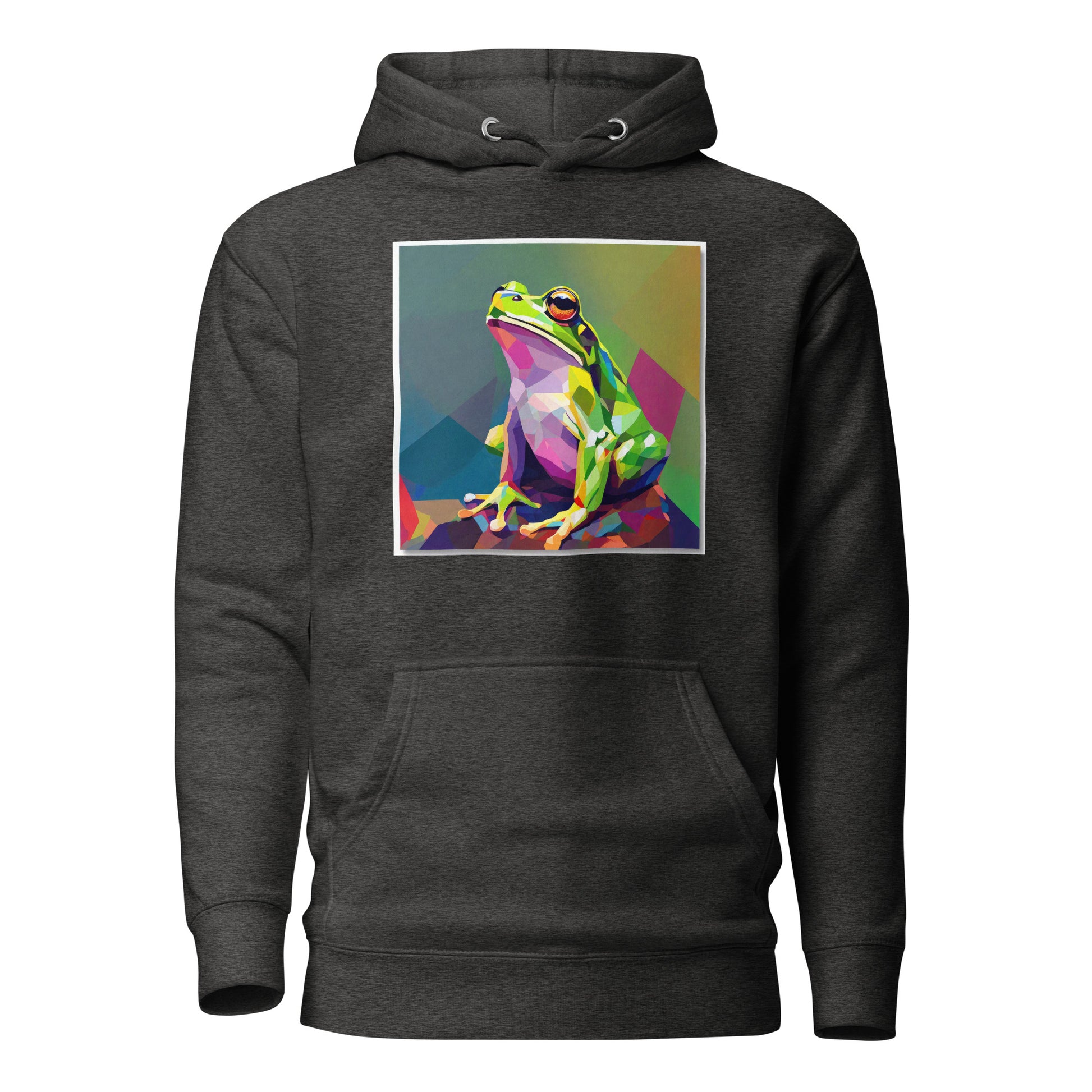 Geometric Frog Women's Animal Lover Hoodie Charcoal Heather