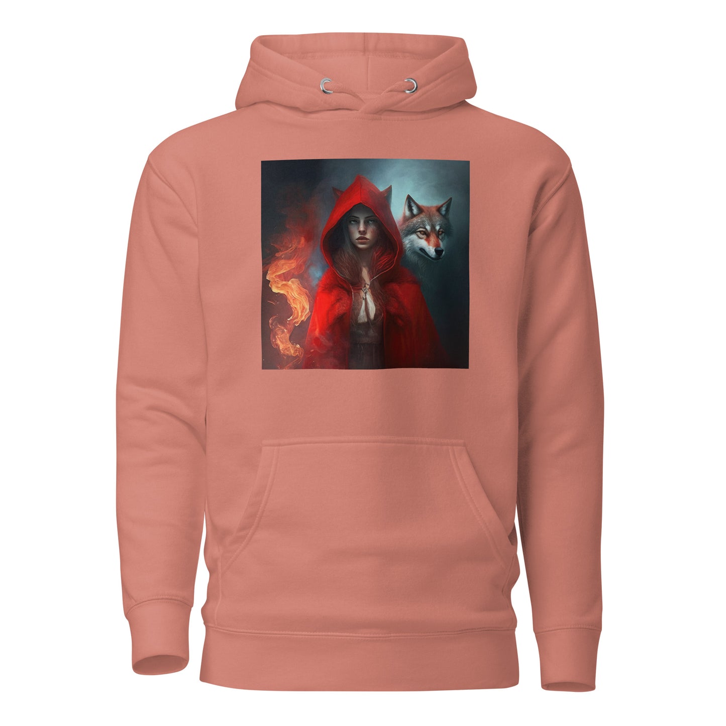 Fiery Red Riding Hood & Wolf Hoodie Dusty Rose