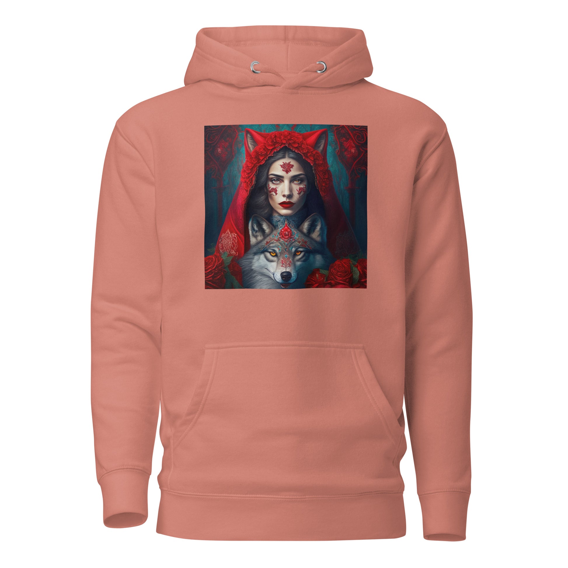 Red Riding Hood Unites with the Wolf Women's Hoodie Dusty Rose