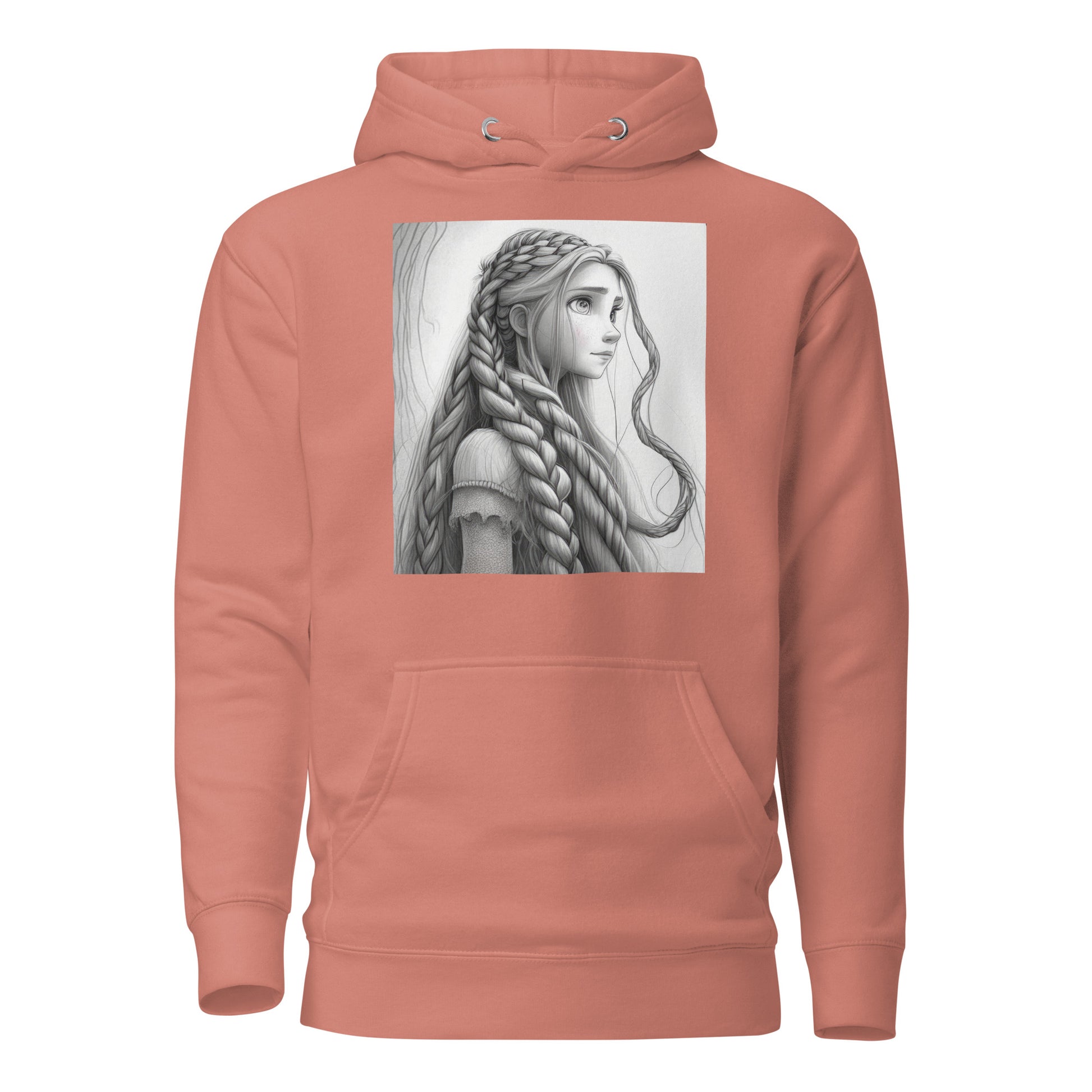 Rapunzel Sketch Women's Fairy Tale Hoodie Dusty Rose