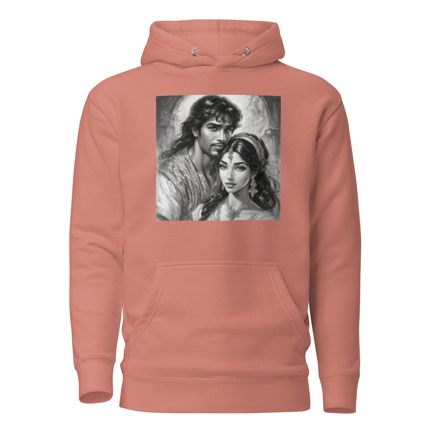 Jasmine & Aladdin Portrait Women's Fairy Tale Hoodie Dusty Rose