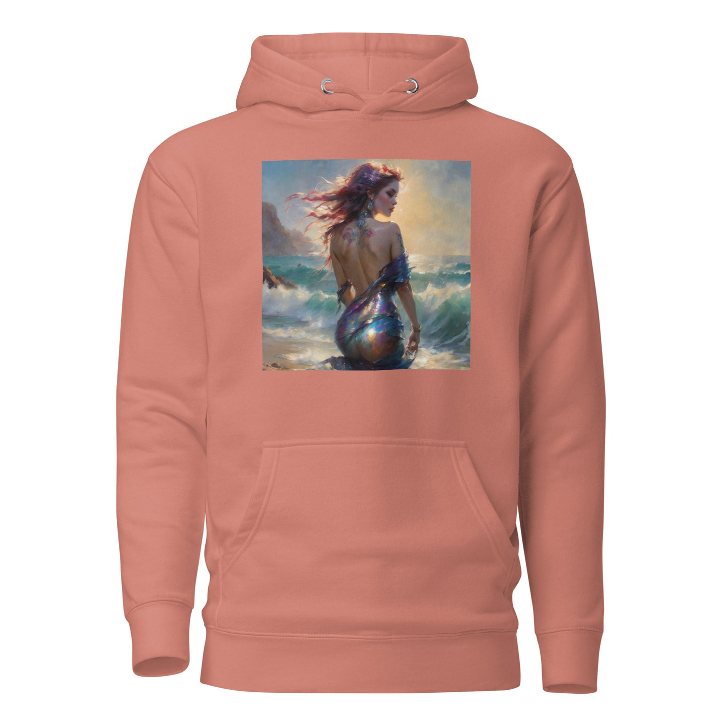 Enchanting Mermaid on Beach Women's Fantasy Hoodie Dusty Rose