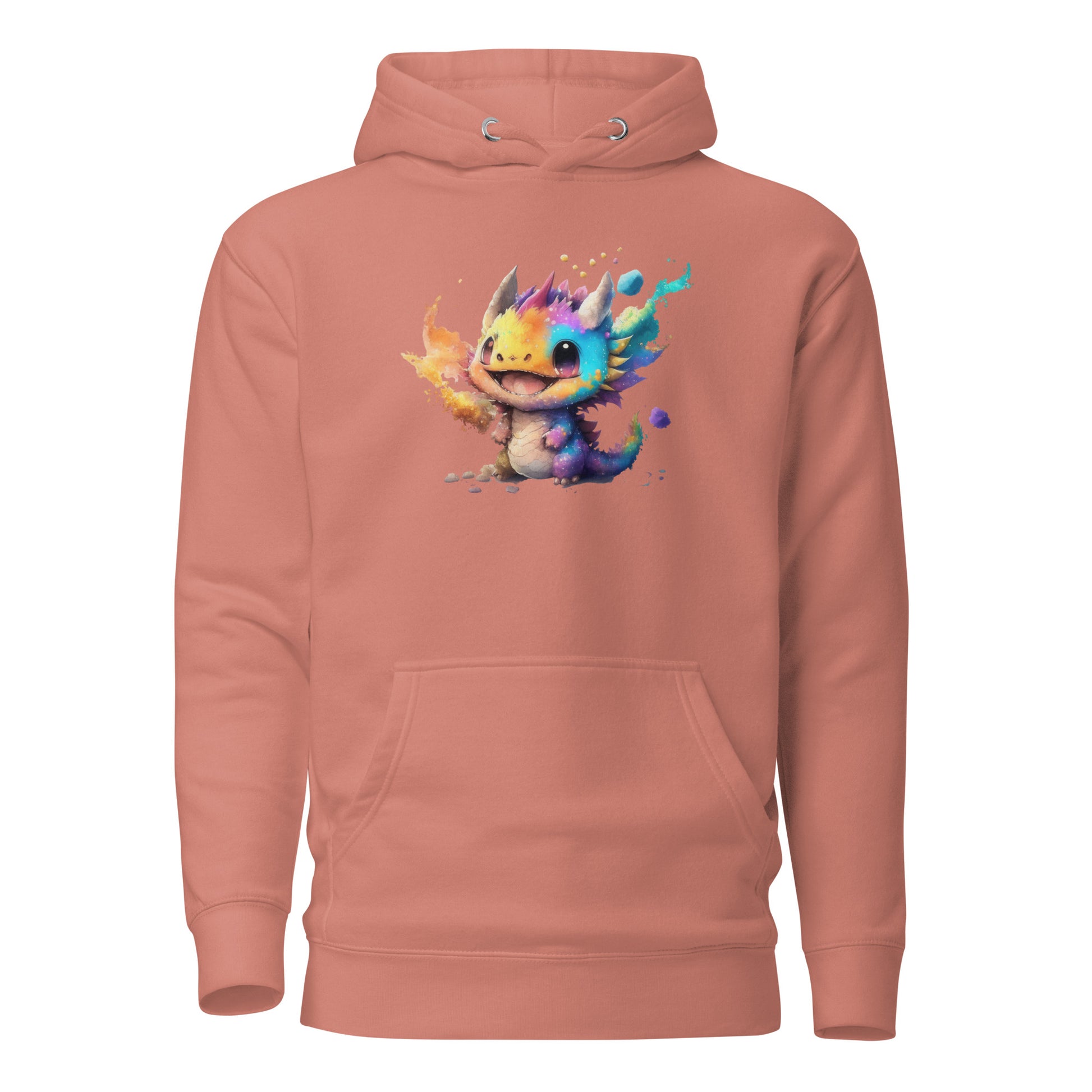 Cute Baby Dragon Women's Fantasy Hoodie Dusty Rose