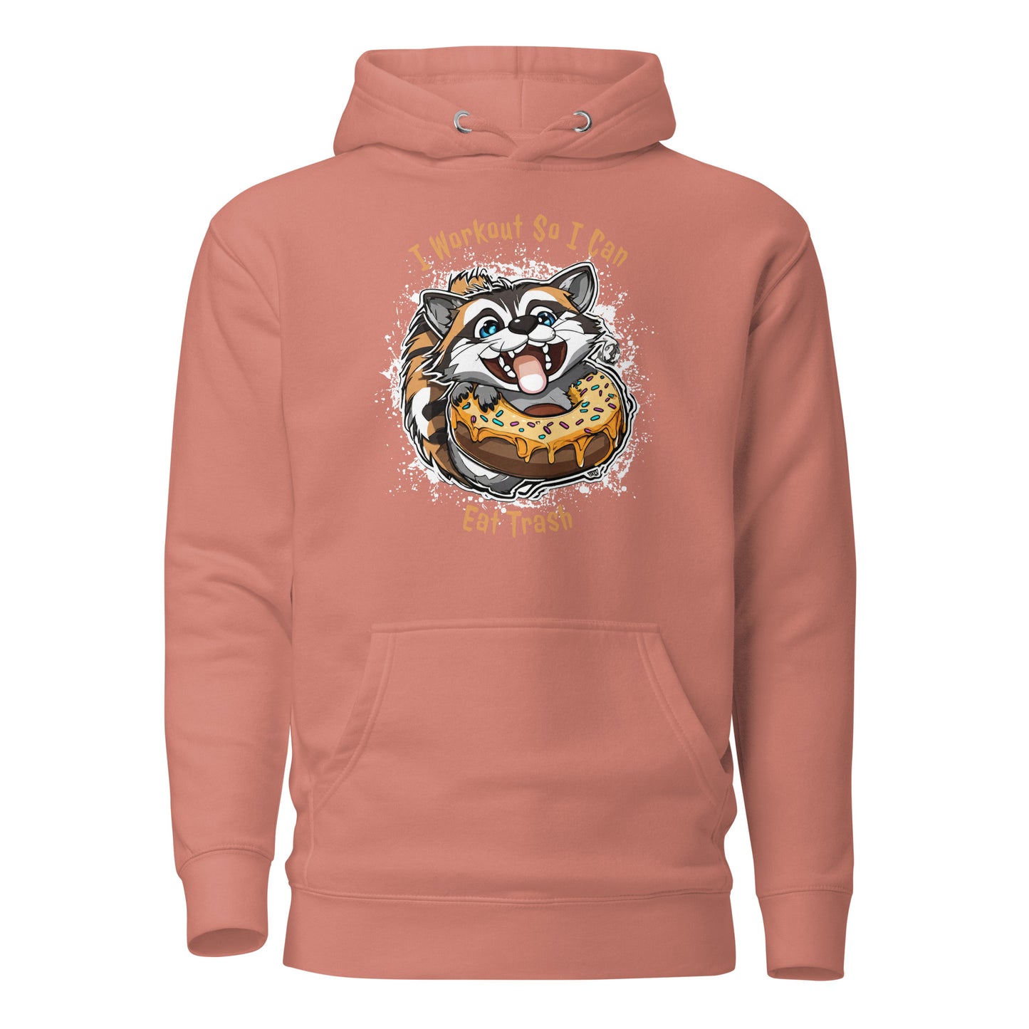 Raccoon Workout Women's Funny Hoodie Dusty Rose