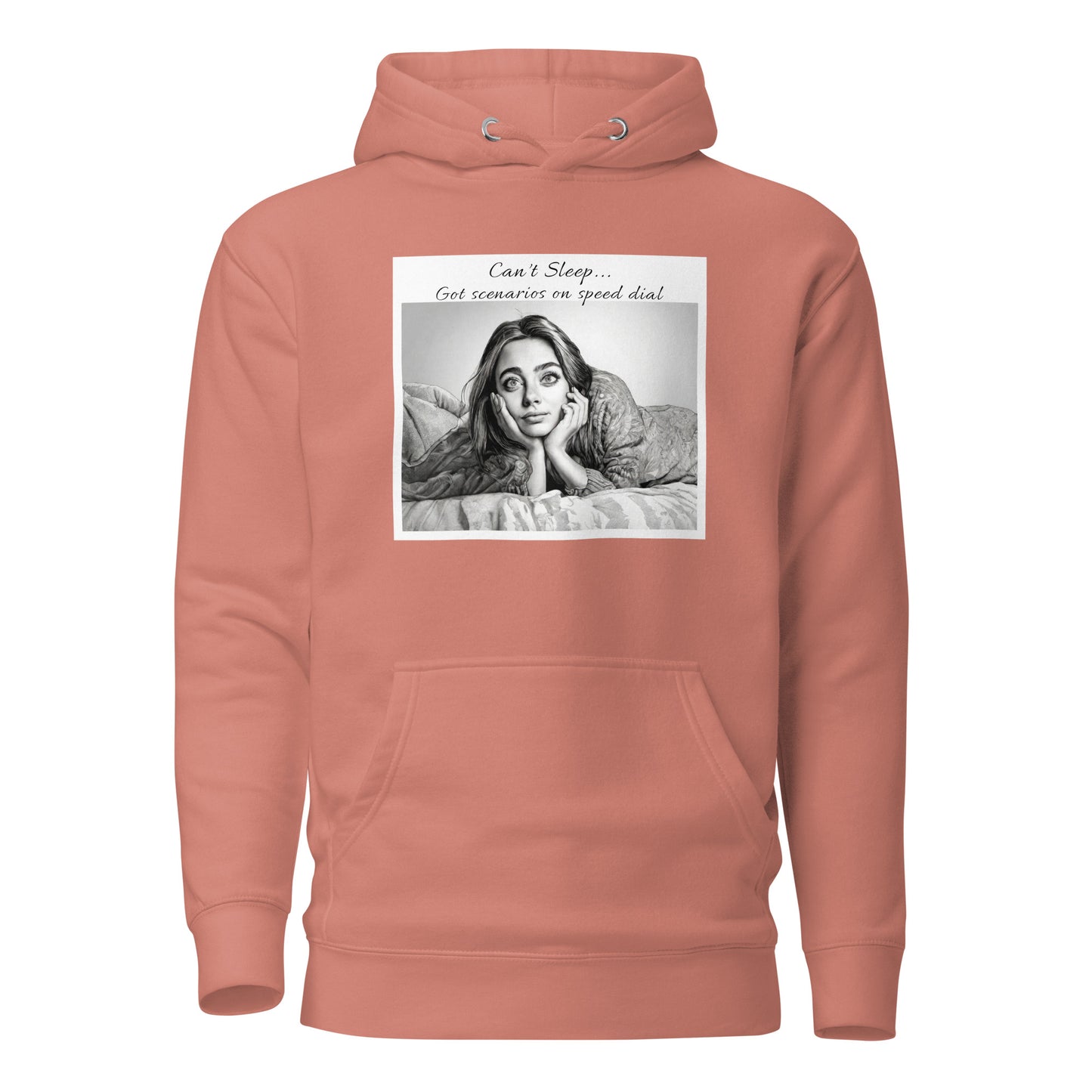 Scenarios on Speed Dial Women's Funny Insomnia Hoodie Dusty Rose