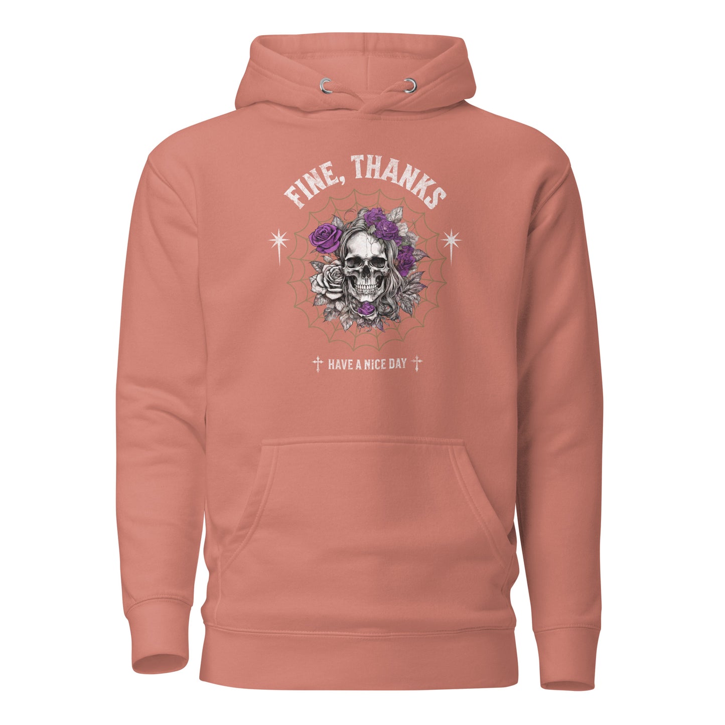 Fine Thanks Skull Women's Funny Hoodie Dusty Rose