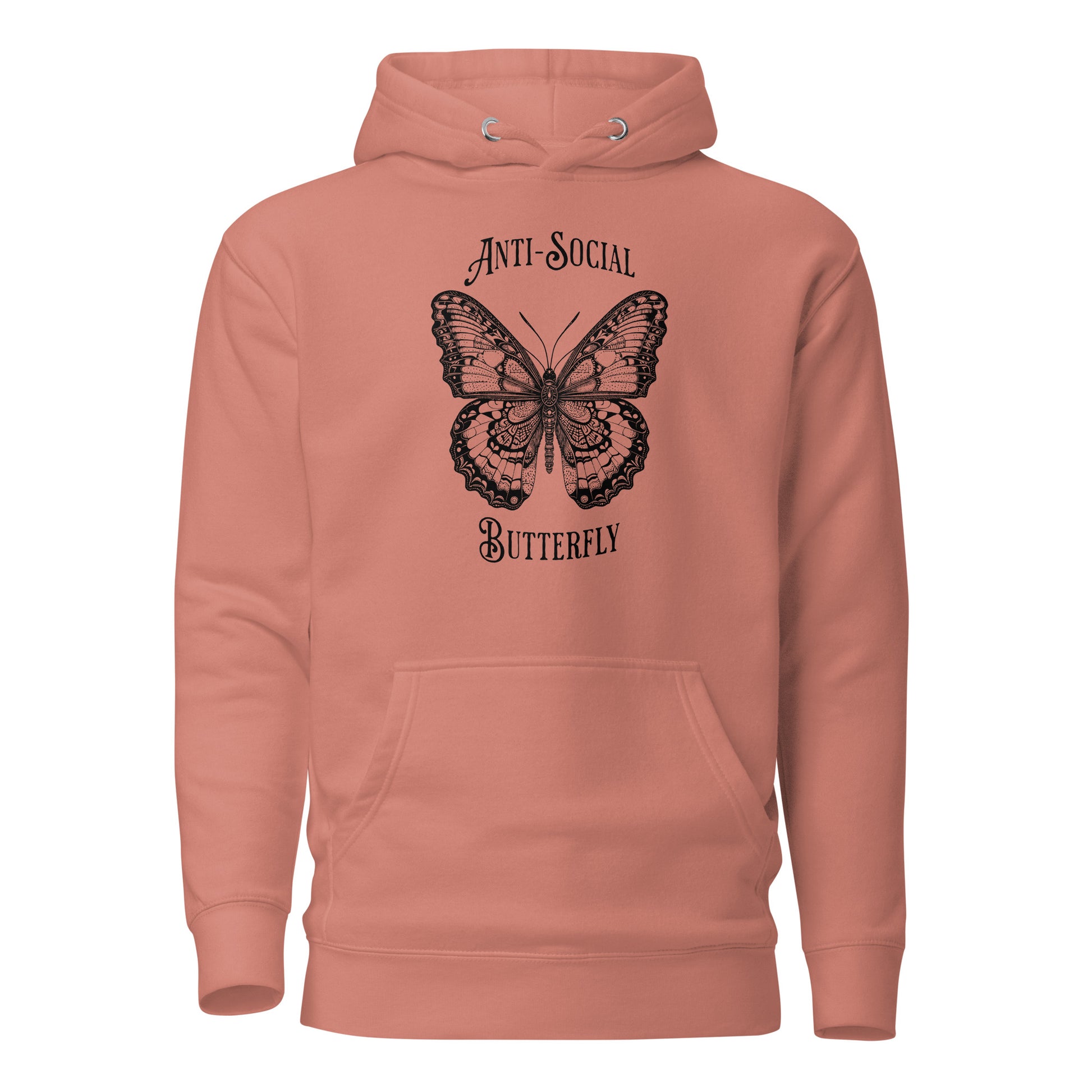 Anti-Social Butterfly Women's Funny Hoodie Dusty Rose