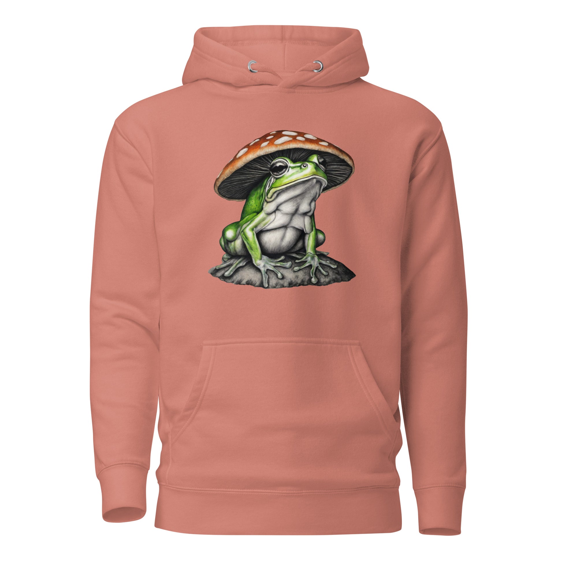 Frog in Shroom Cap Women's Graphic Hoodie Dusty Rose