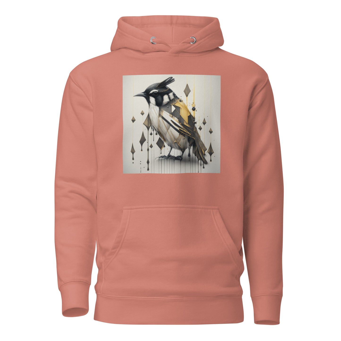 Geometric Chickadee Bird Women's Graphic Hoodie Dusty Rose