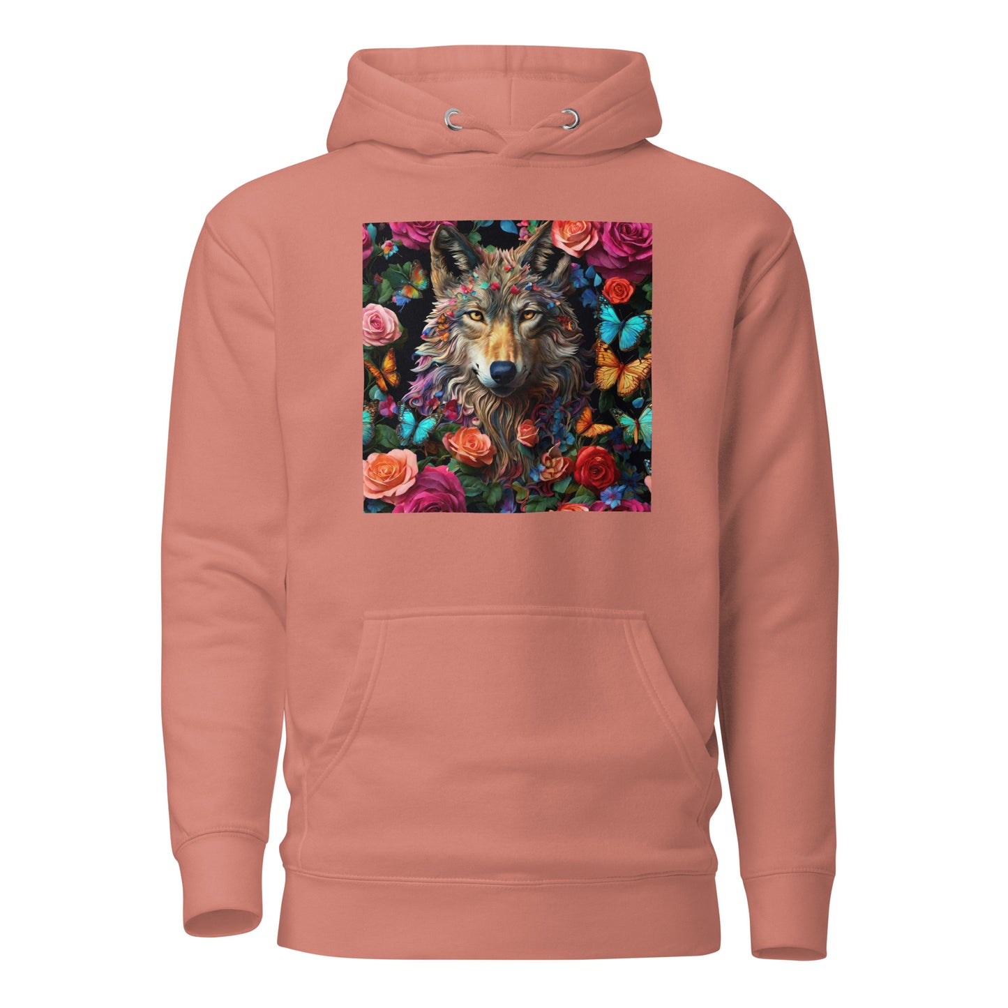 Wolf and Roses Women's Animal Lover Hoodie Dusty Rose