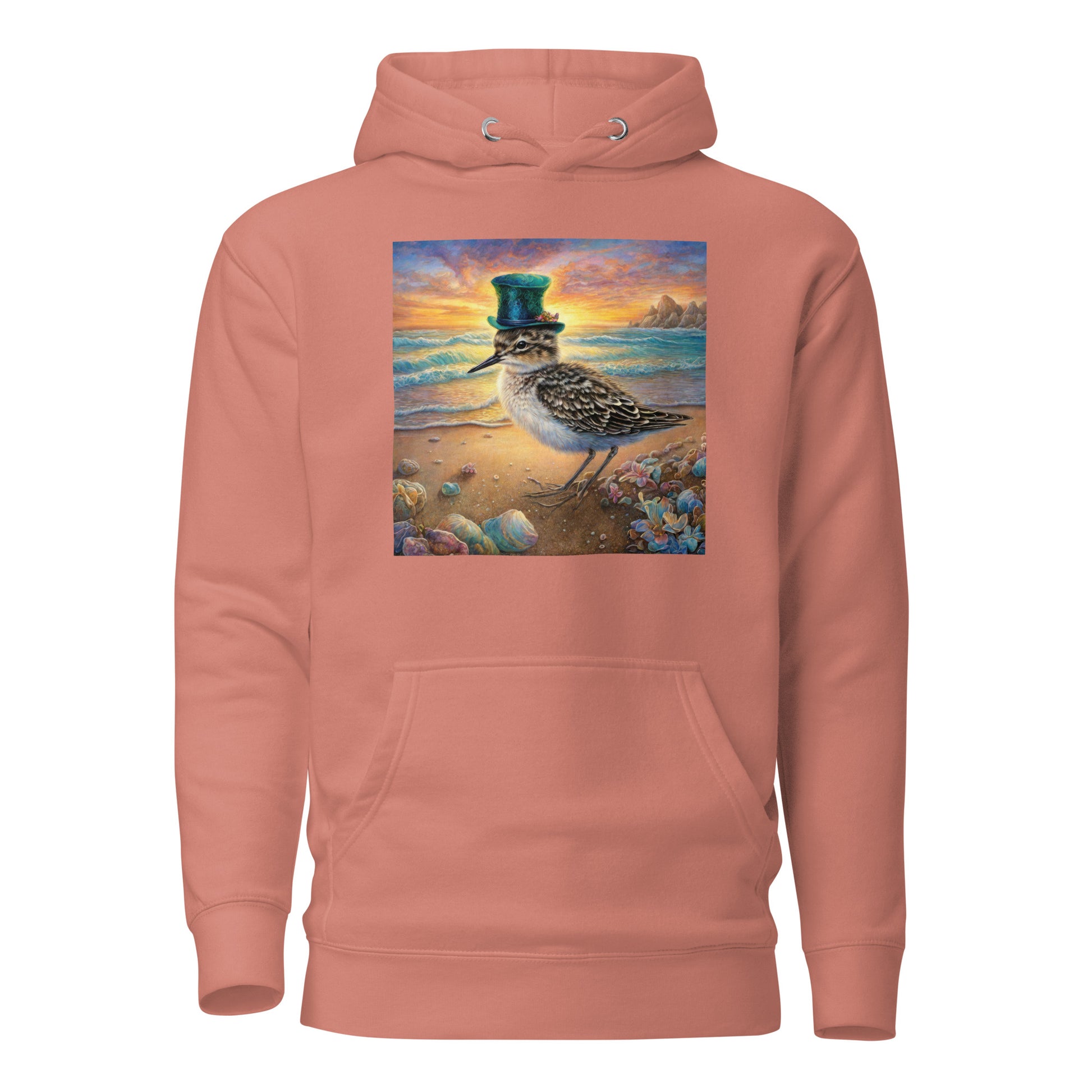 Sandpiper in Top Hat Women's Beach Hoodie Dusty Rose