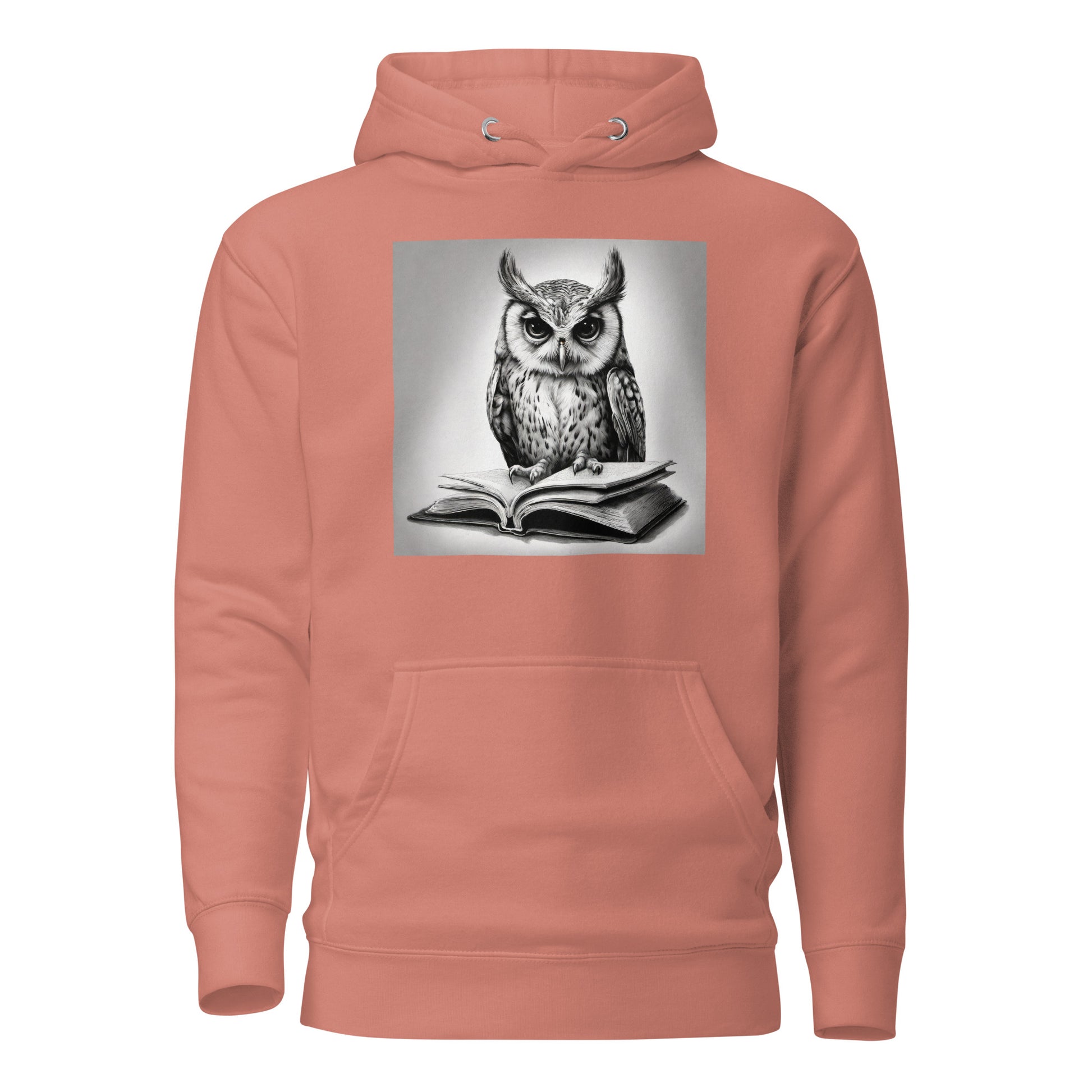 Booksmart Owl Women's Book Lover Hoodie Dusty Rose