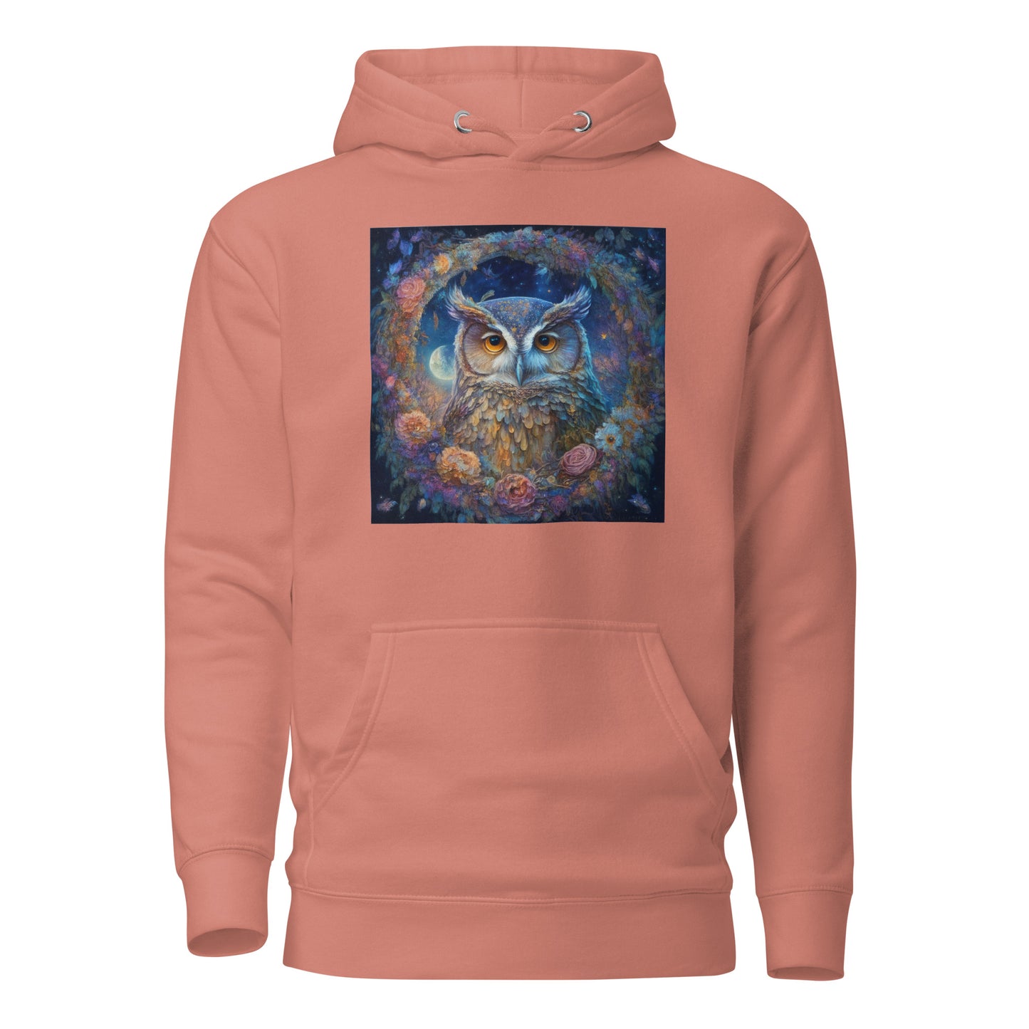 Owl Wreath Women's Animal Lover Hoodie Dusty Rose