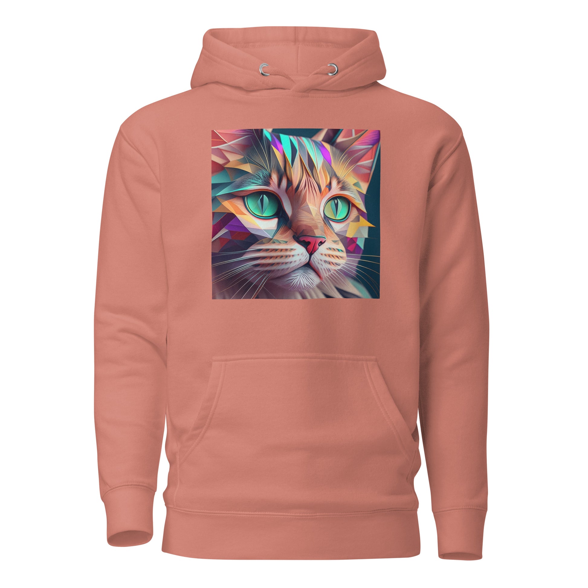 Geometric Cat Women's Cat Lover Hoodie Dusty Rose