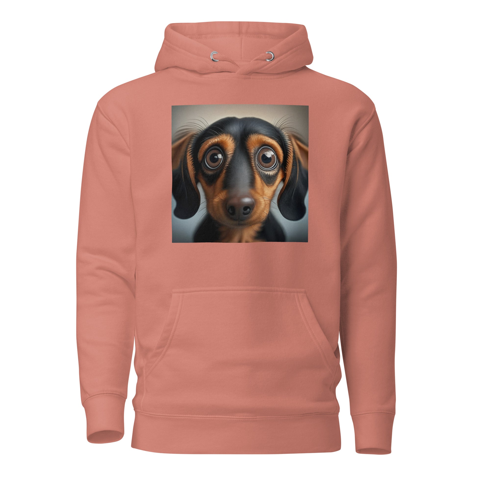 Dachshund with Puppy Dog Eyes Women's Weiner Dog Hoodie Dusty Rose