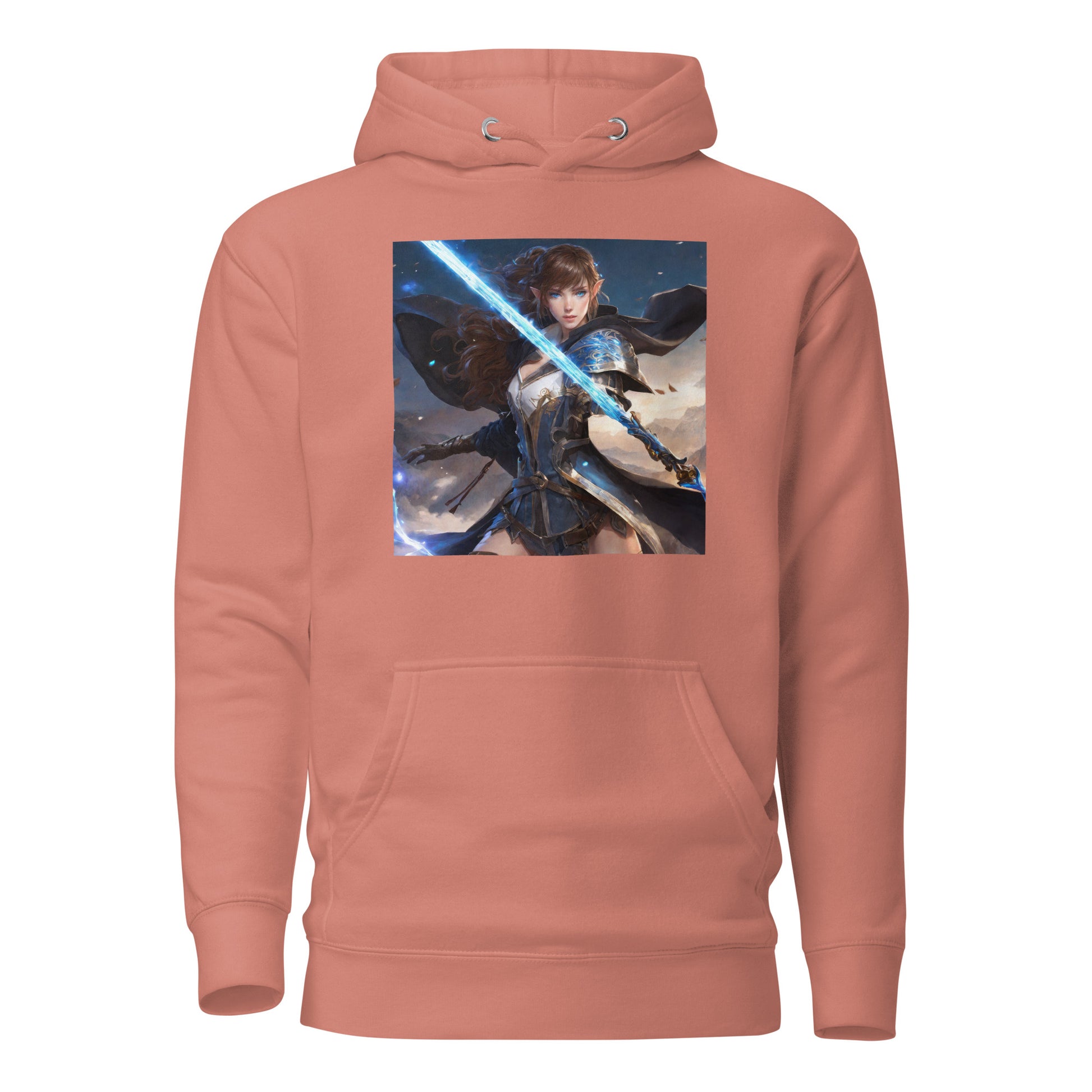 Elven Defender Women's Fantasy Anime Hoodie Dusty Rose