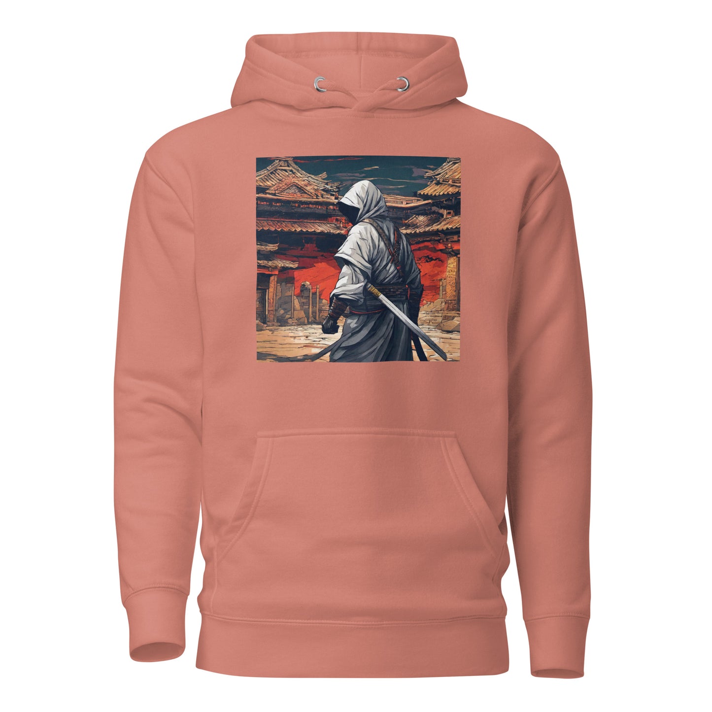 Shadowy Samurai Women's Anime Hoodie Dusty Rose