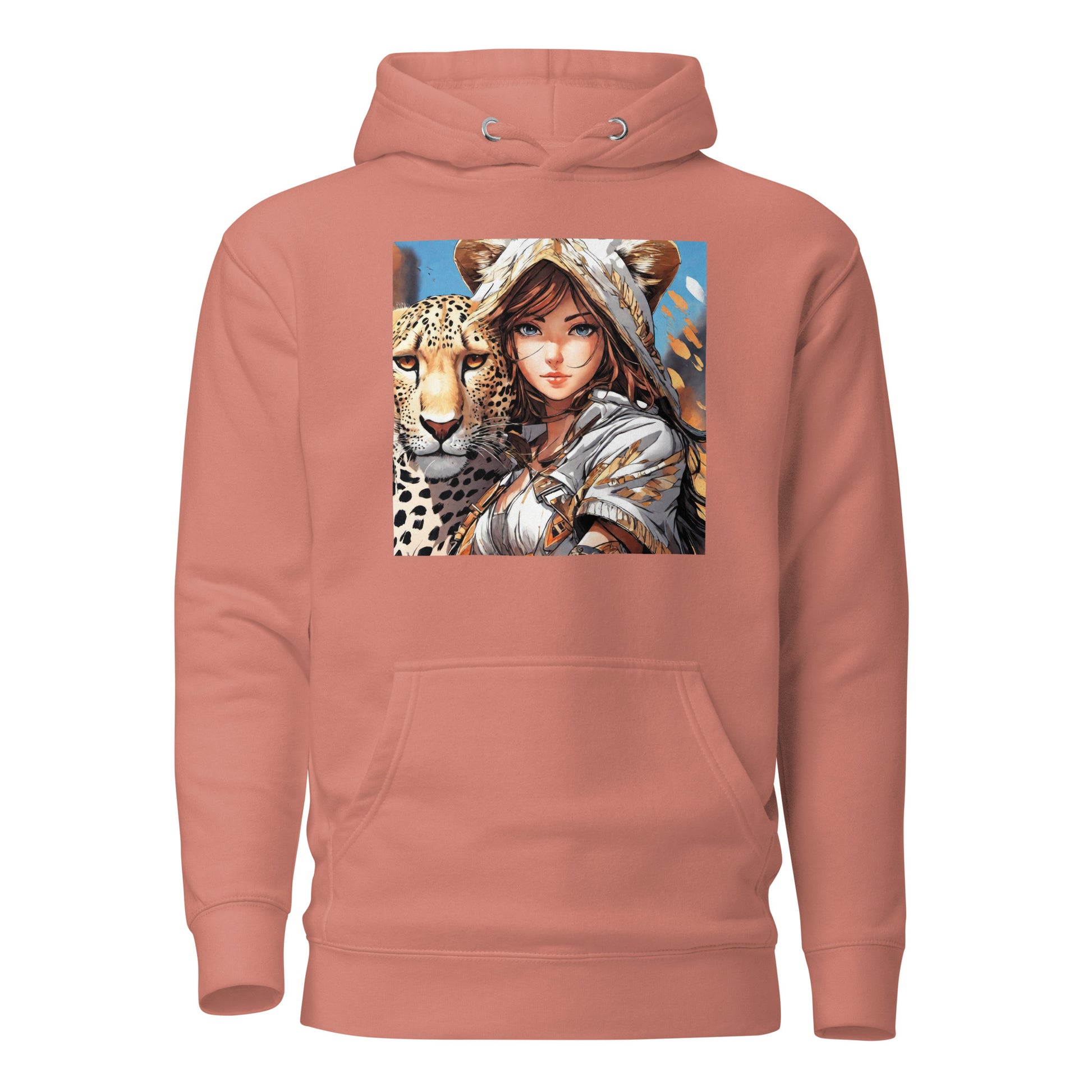 Leopard Queen Women's Anime Hoodie Dusty Rose