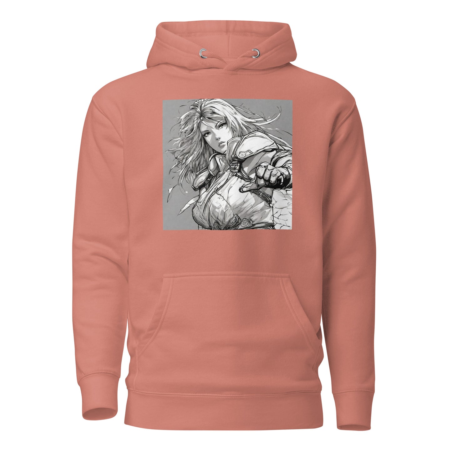 Fearless Swordmaiden Women's Anime Hoodie Dusty Rose