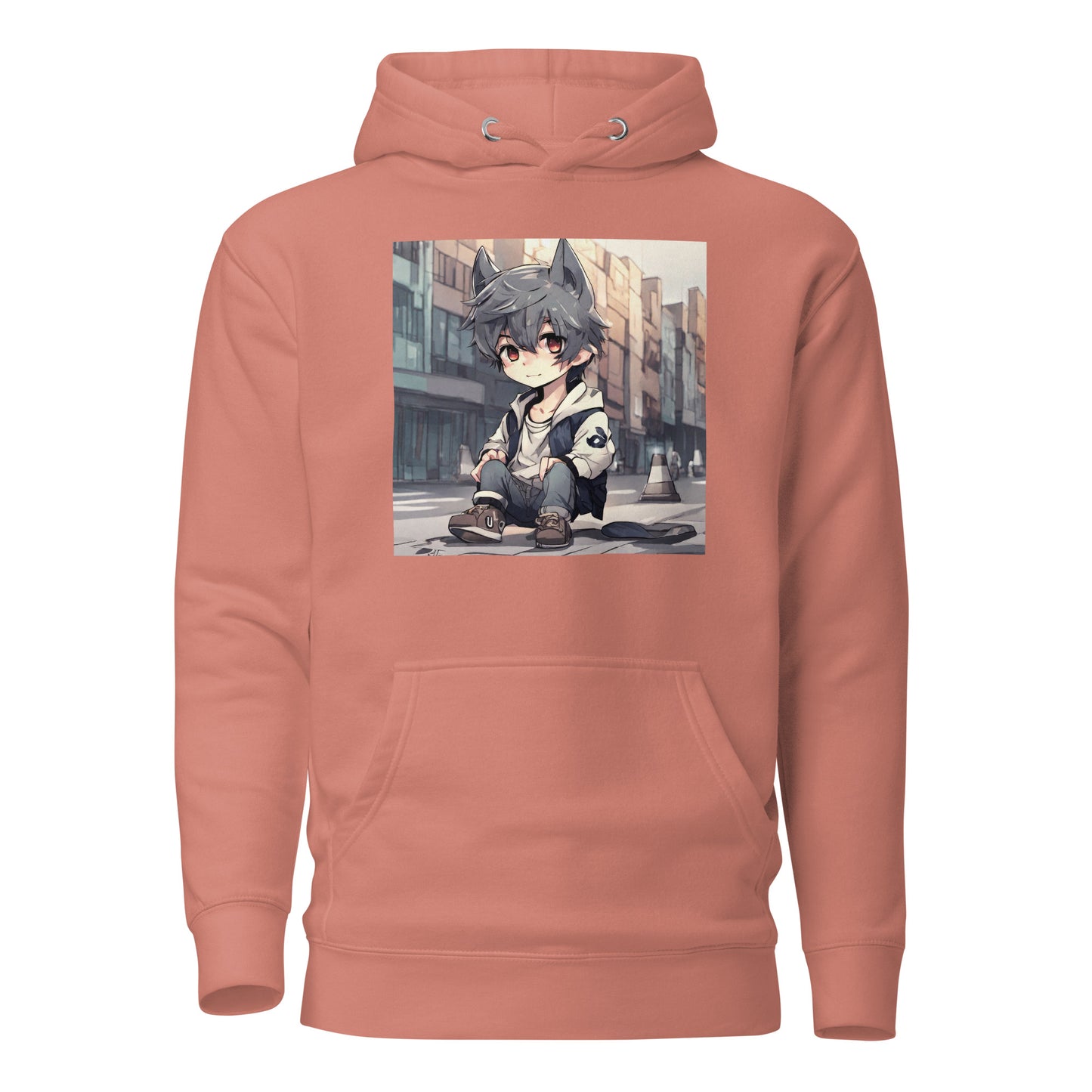 Wolf Spirit Women's Anime Hoodie Dusty Rose