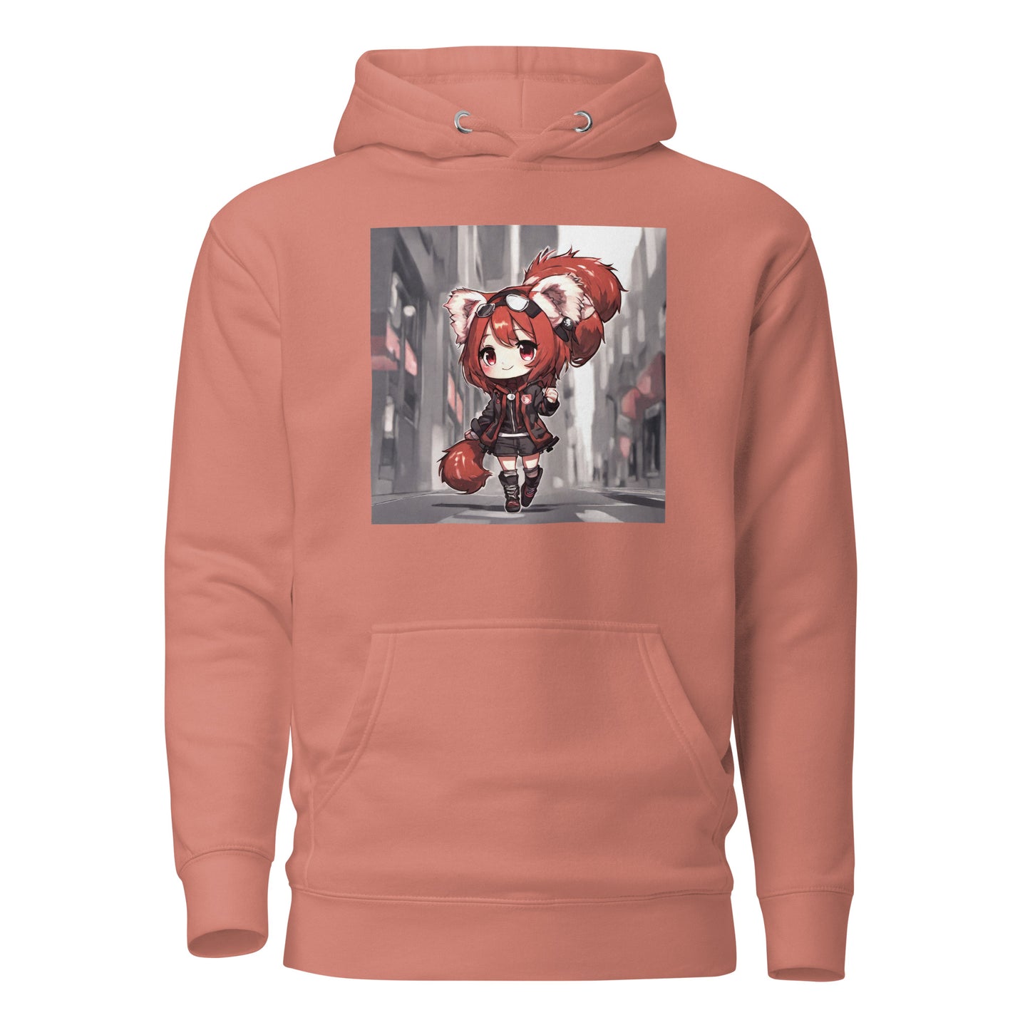 Red Panda Girl Women's Anime Hoodie Dusty Rose