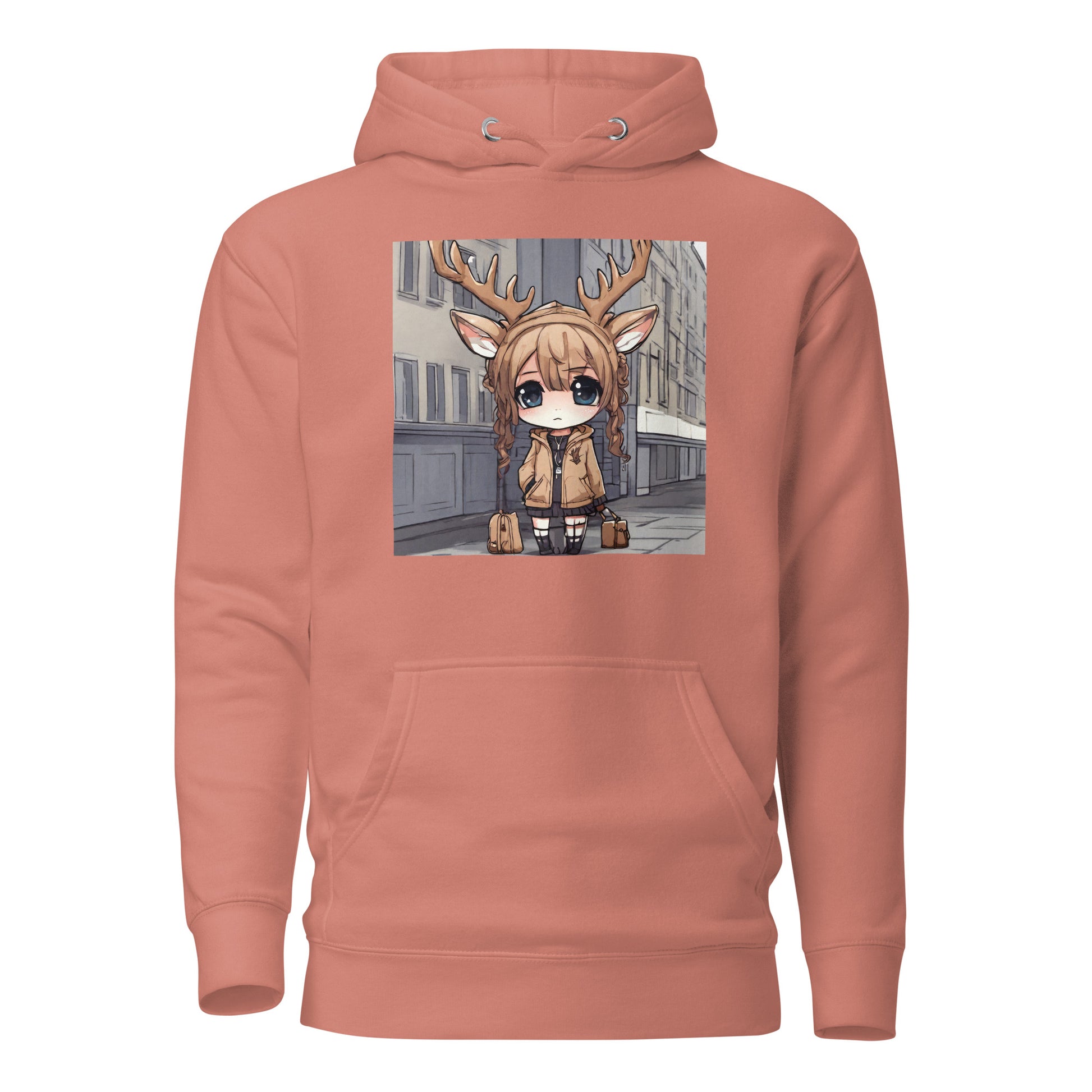 Spirit of the Deer Women's Anime Hoodie Dusty Rose