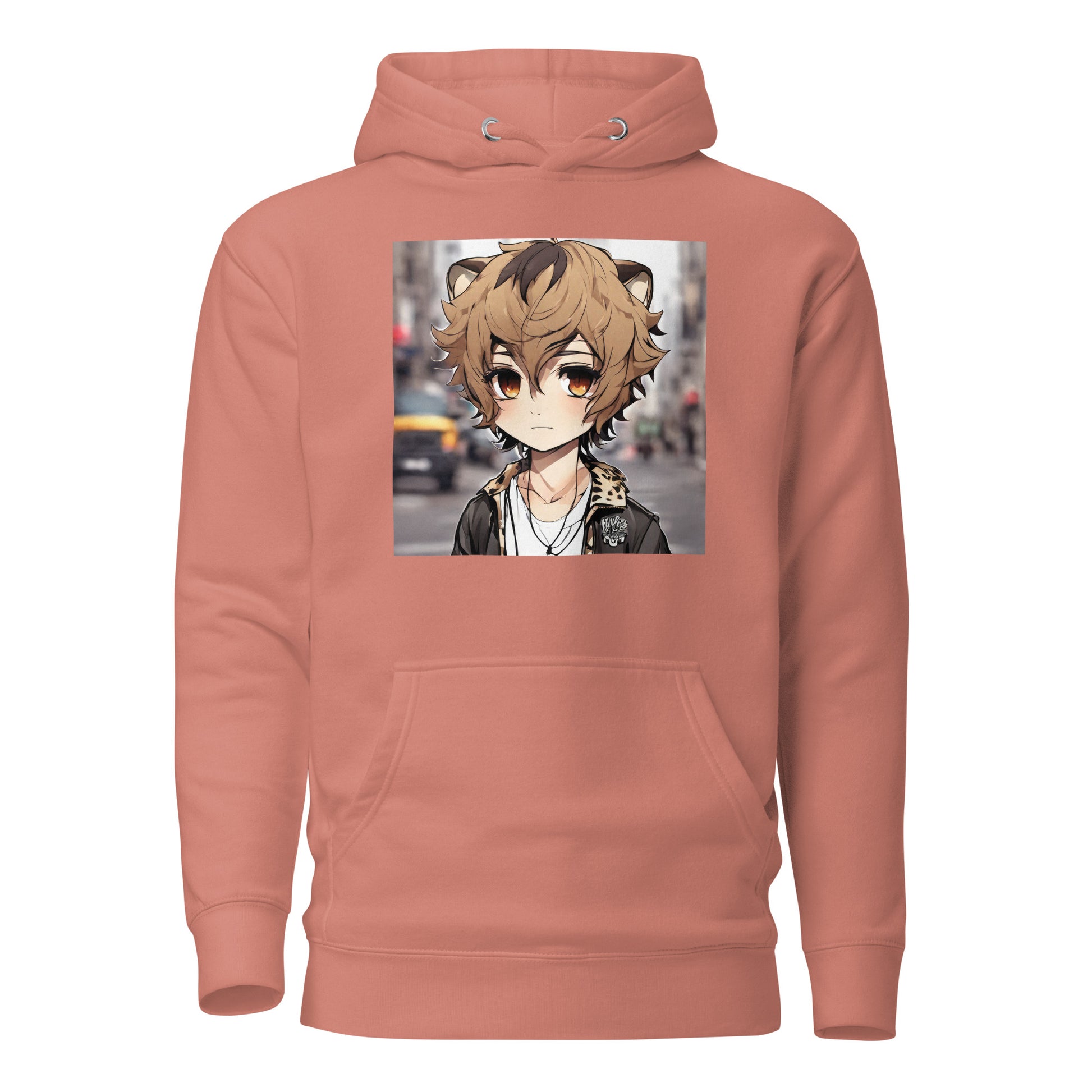 Leopard Boy Women's Anime Hoodie Dusty Rose