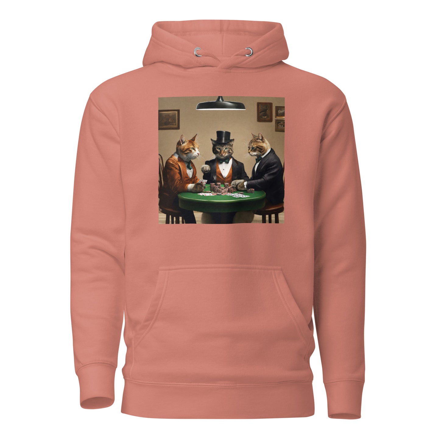 Cats Playing Poker Women's Funny Hoodie Dusty Rose