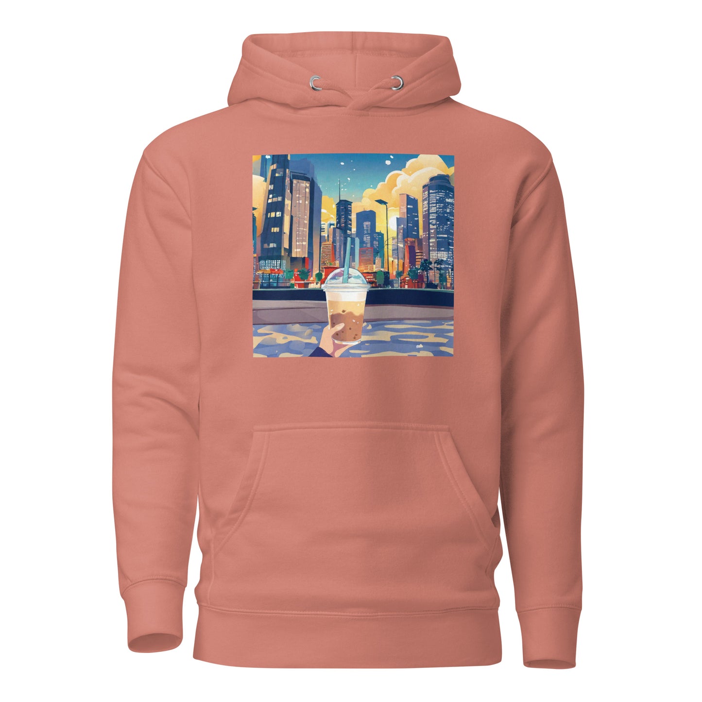 Women's Hand Holding Up Bubble Milk Tea Boba Hoodie Dusty Rose