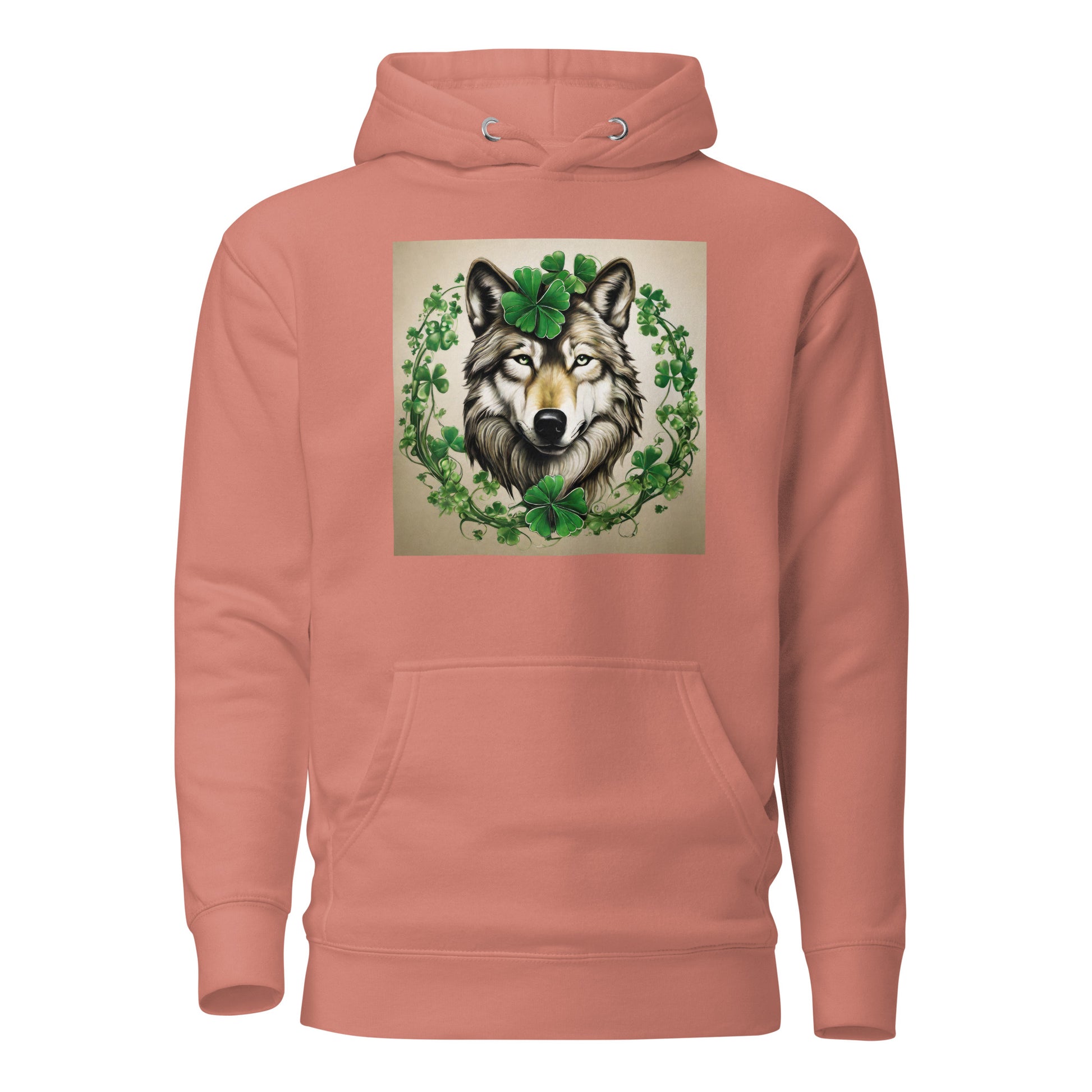 Wolf & Shamrocks Women's St Patrick's Day Hoodie Dusty Rose