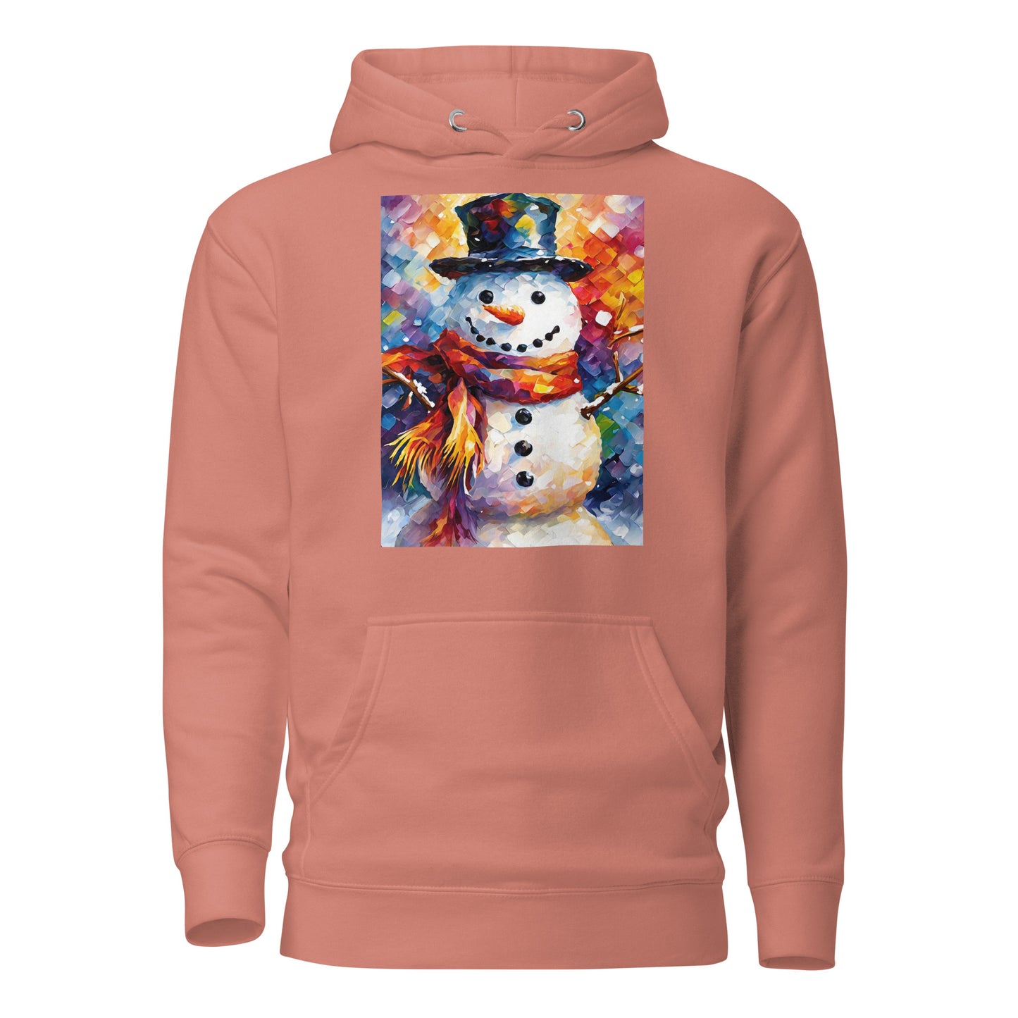 Happy Snowman Women's Christmas Hoodie Dusty Rose