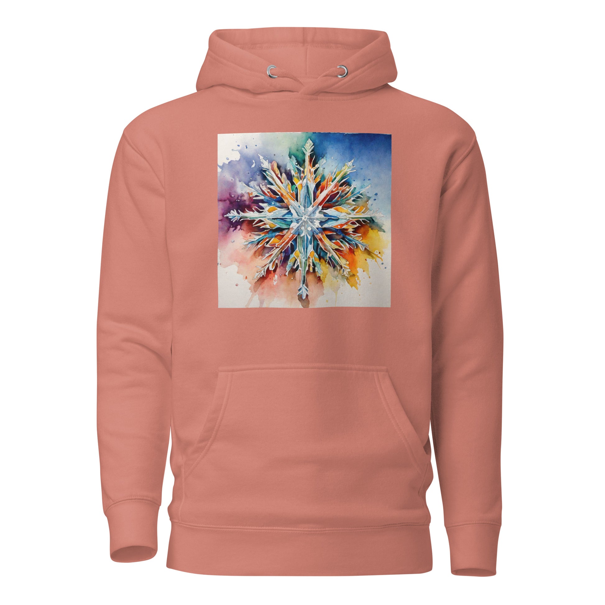 Colorful Snowflake Women's Christmas Hoodie Dusty Rose