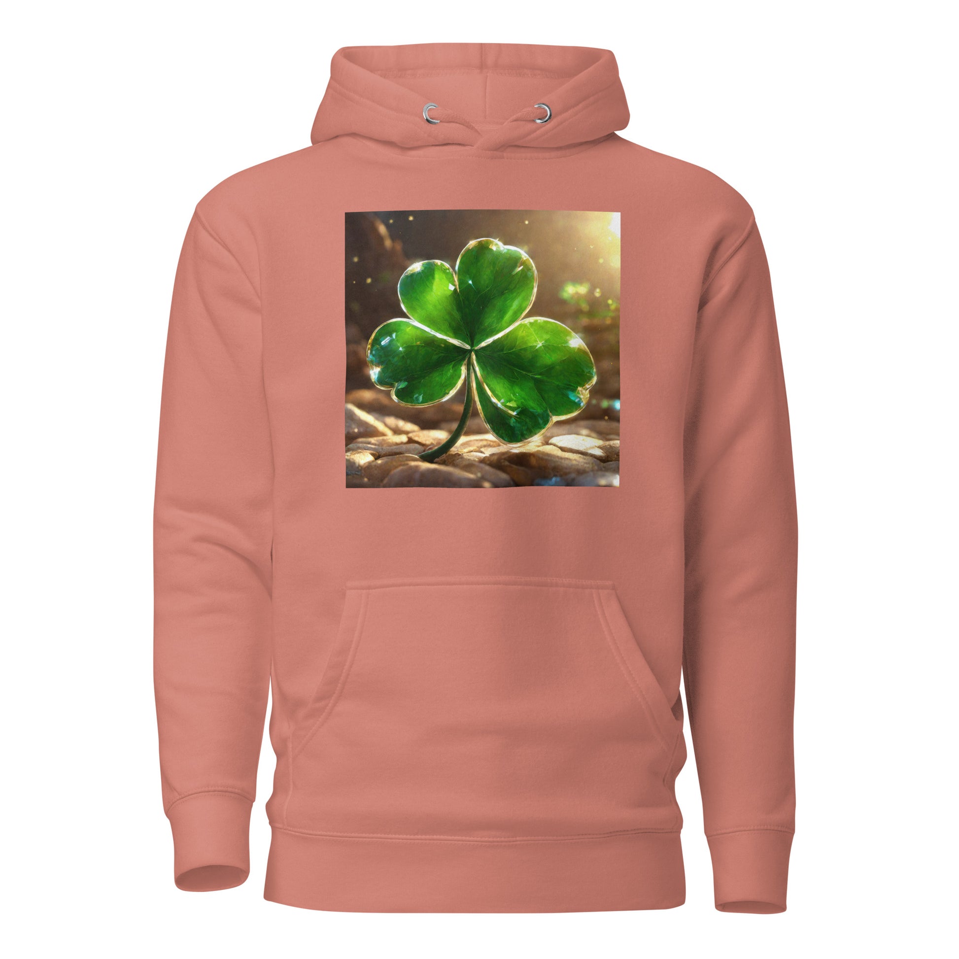 Lucky Four Leaf Clover Women's St Patrick's Day Hoodie Dusty Rose